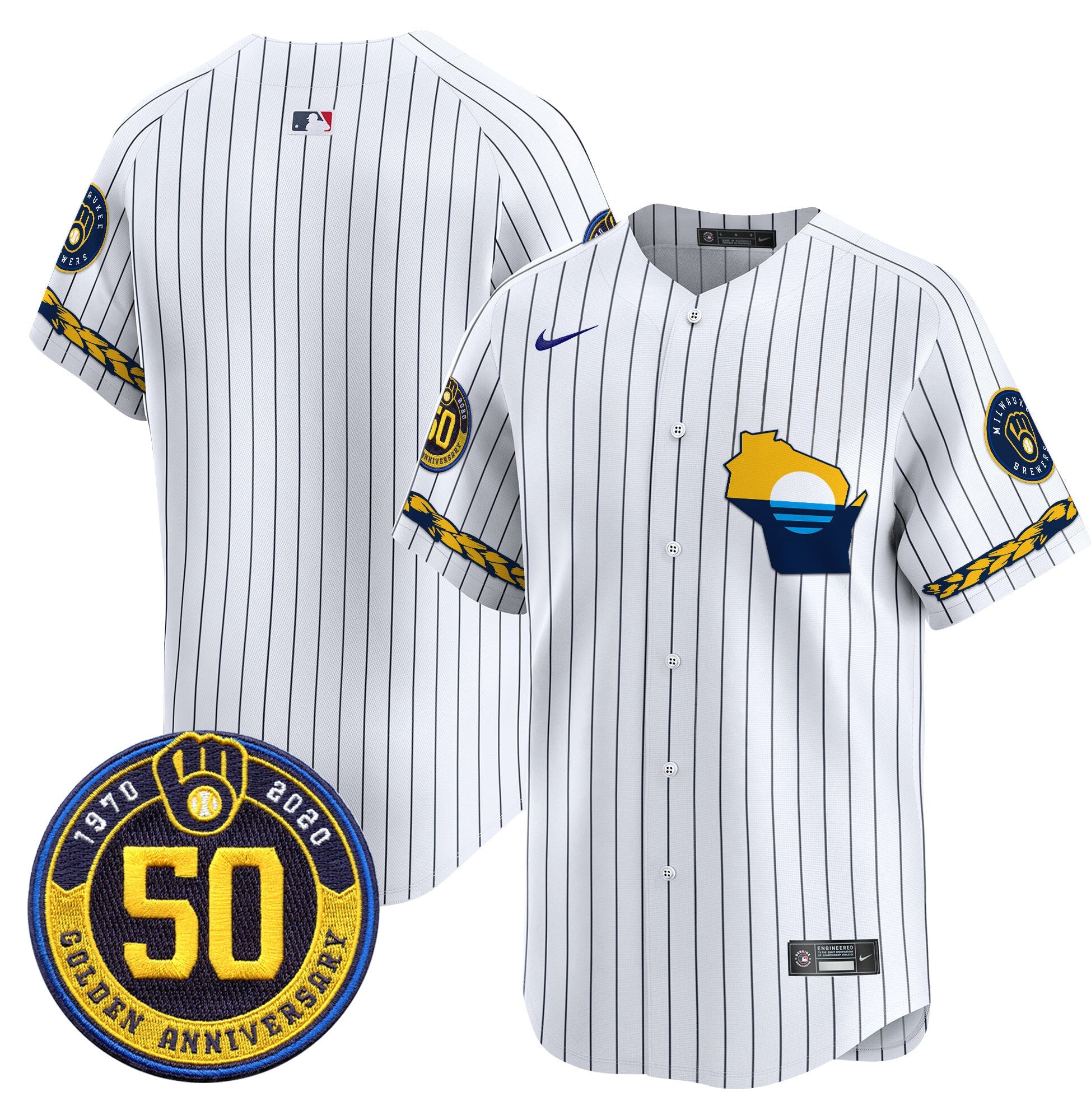 Men’s Milwaukee Golden 50th Anniversary Patch Vapor Premier Limited Jersey