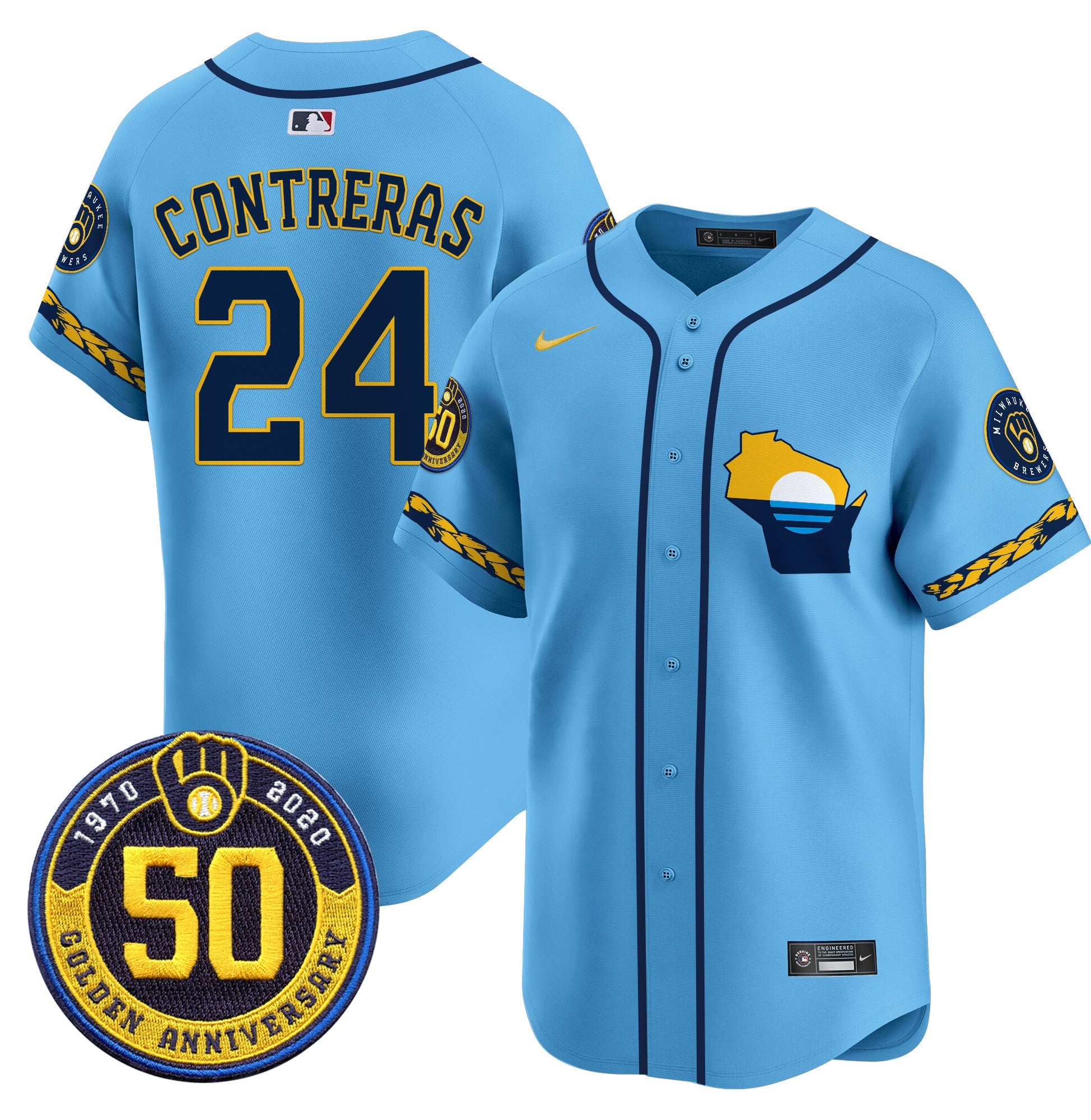 Men’s Milwaukee Golden 50th Anniversary Patch Vapor Premier Limited Jersey