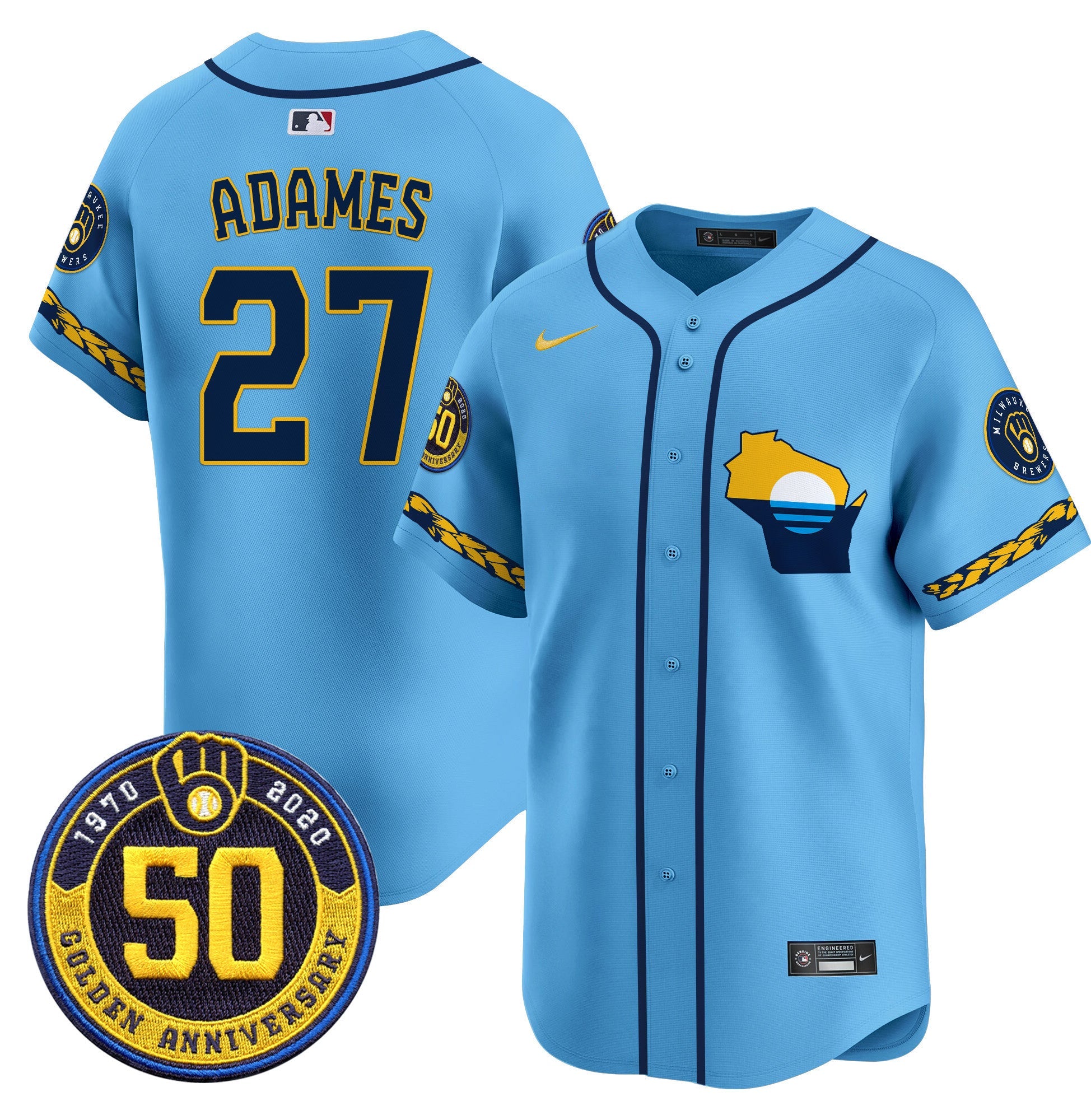 Men’s Milwaukee Golden 50th Anniversary Patch Vapor Premier Limited Jersey