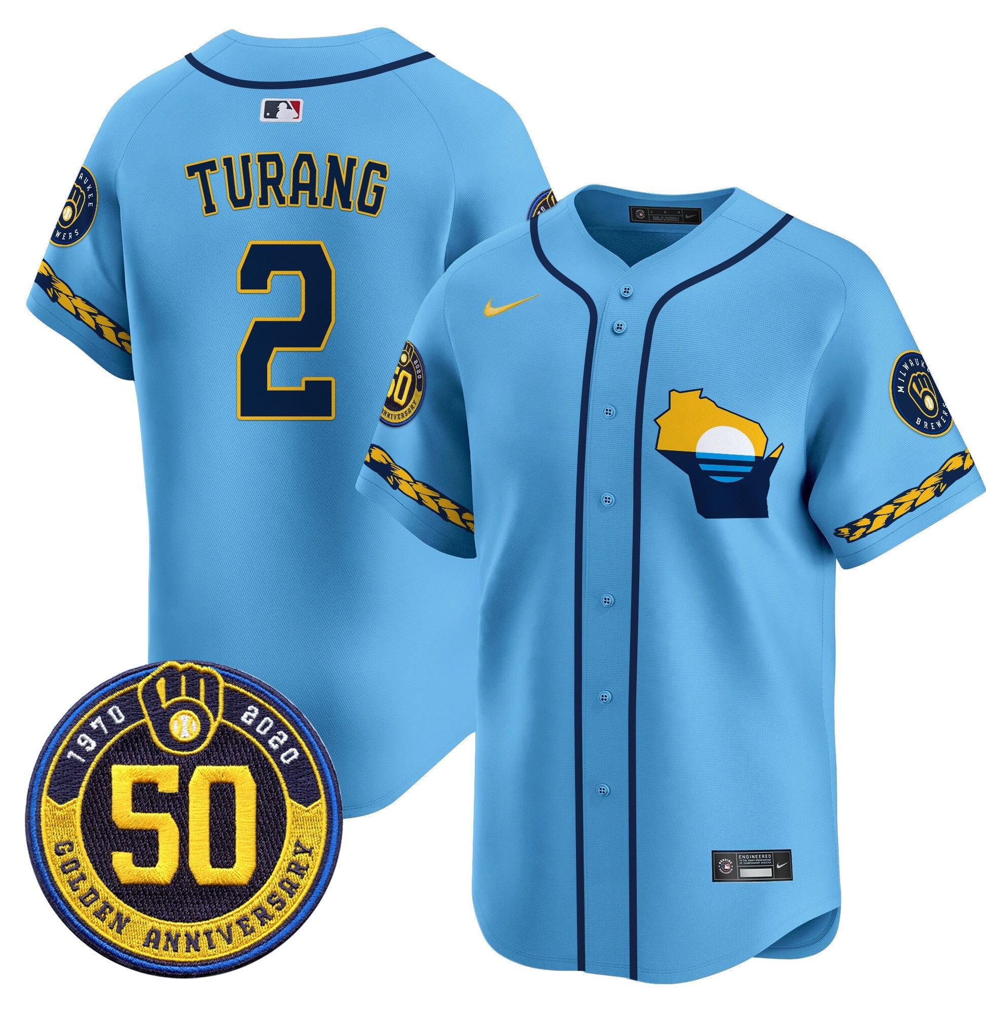 Men’s Milwaukee Golden 50th Anniversary Patch Vapor Premier Limited Jersey