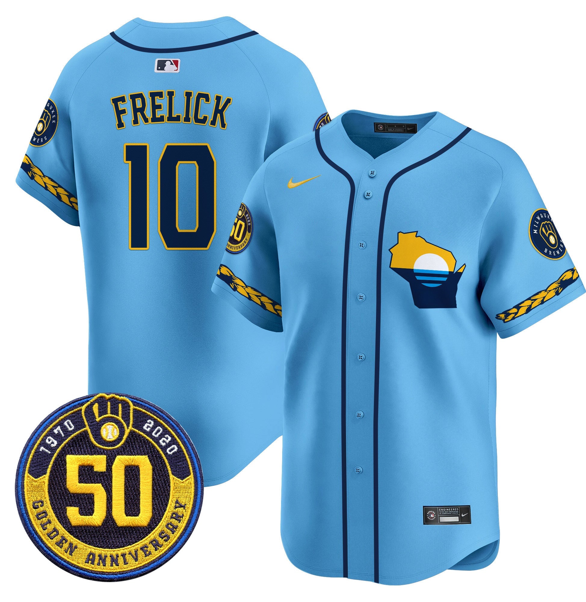 Men’s Milwaukee Golden 50th Anniversary Patch Vapor Premier Limited Jersey