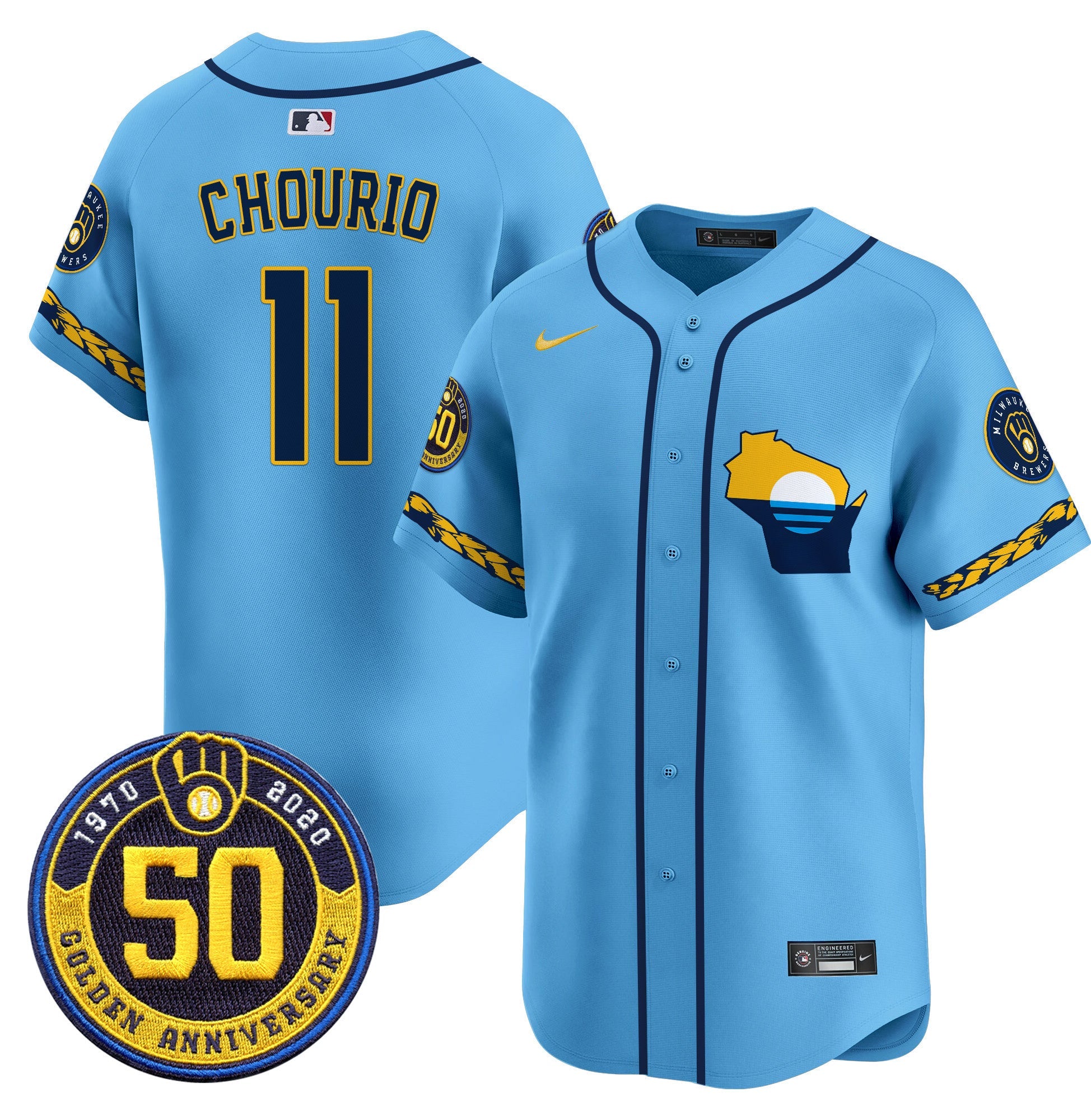 Men’s Milwaukee Golden 50th Anniversary Patch Vapor Premier Limited Jersey