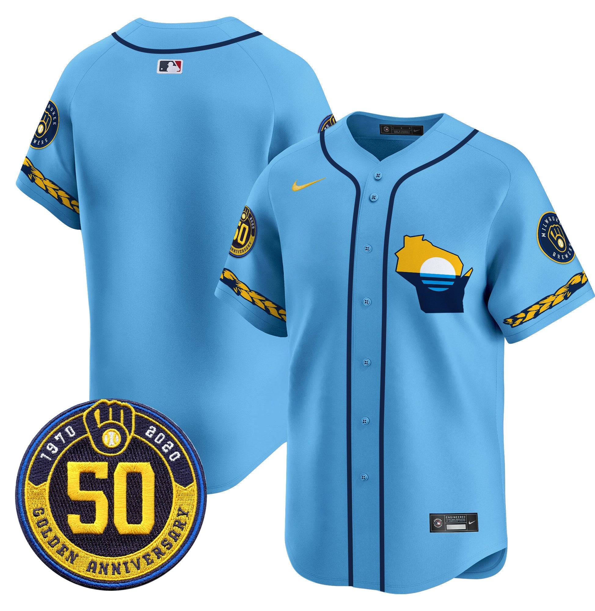 Men’s Milwaukee Golden 50th Anniversary Patch Vapor Premier Limited Jersey