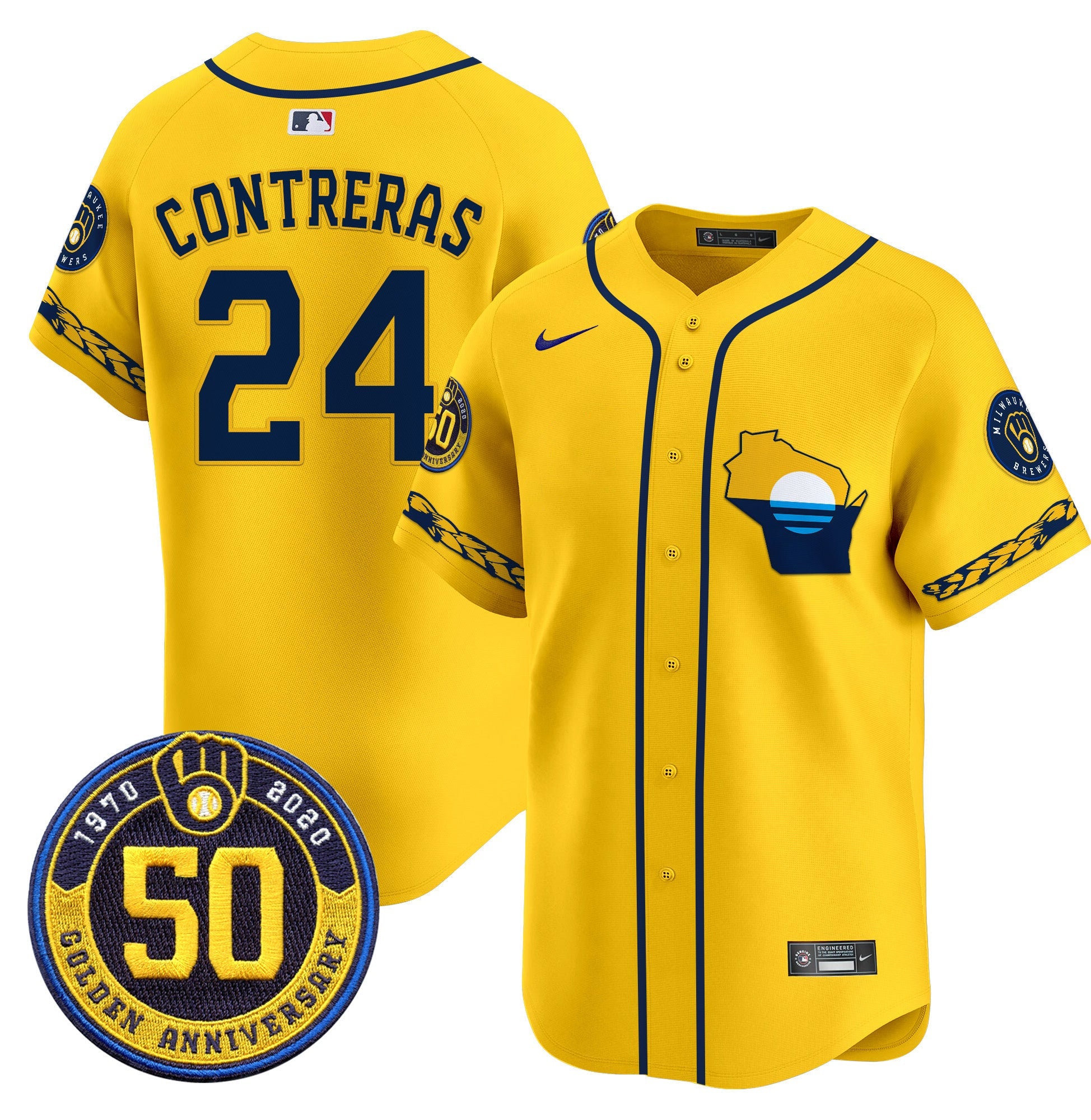 Men’s Milwaukee Golden 50th Anniversary Patch Vapor Premier Limited Jersey