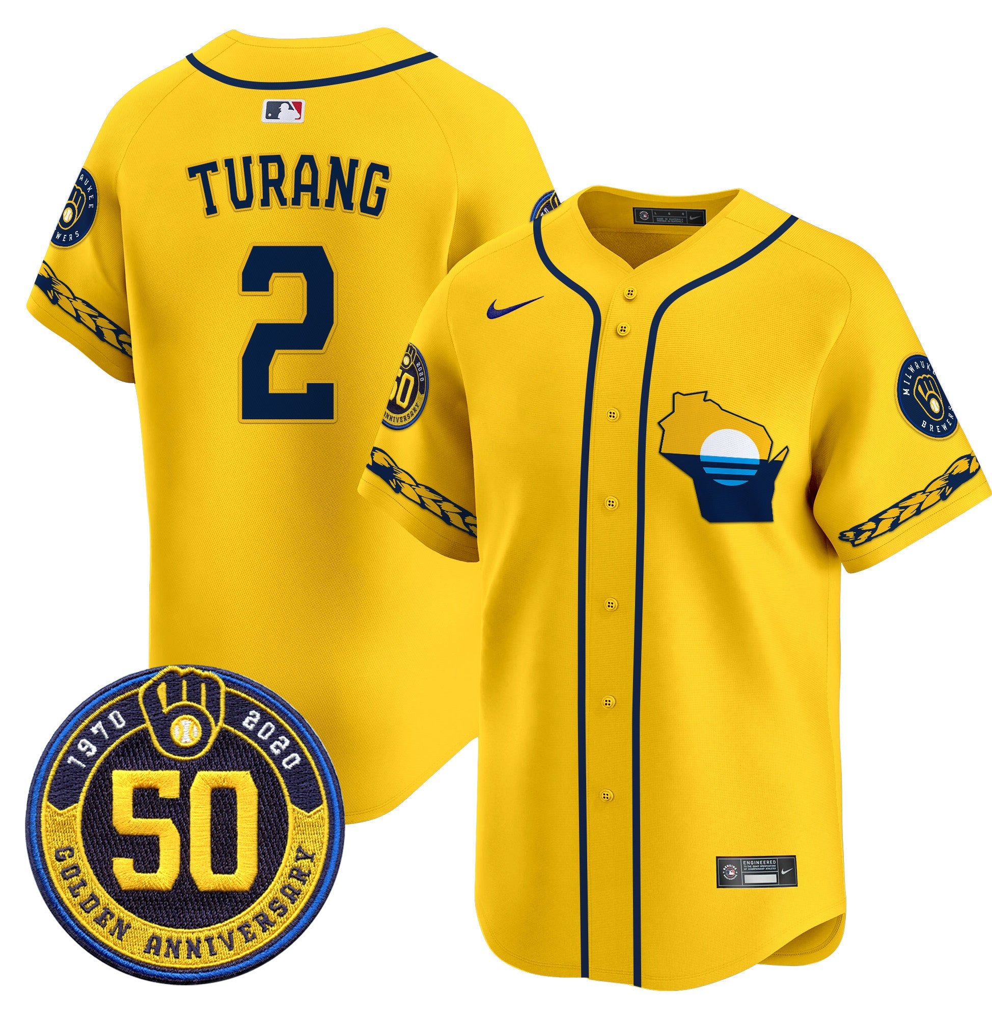 Men’s Milwaukee Golden 50th Anniversary Patch Vapor Premier Limited Jersey
