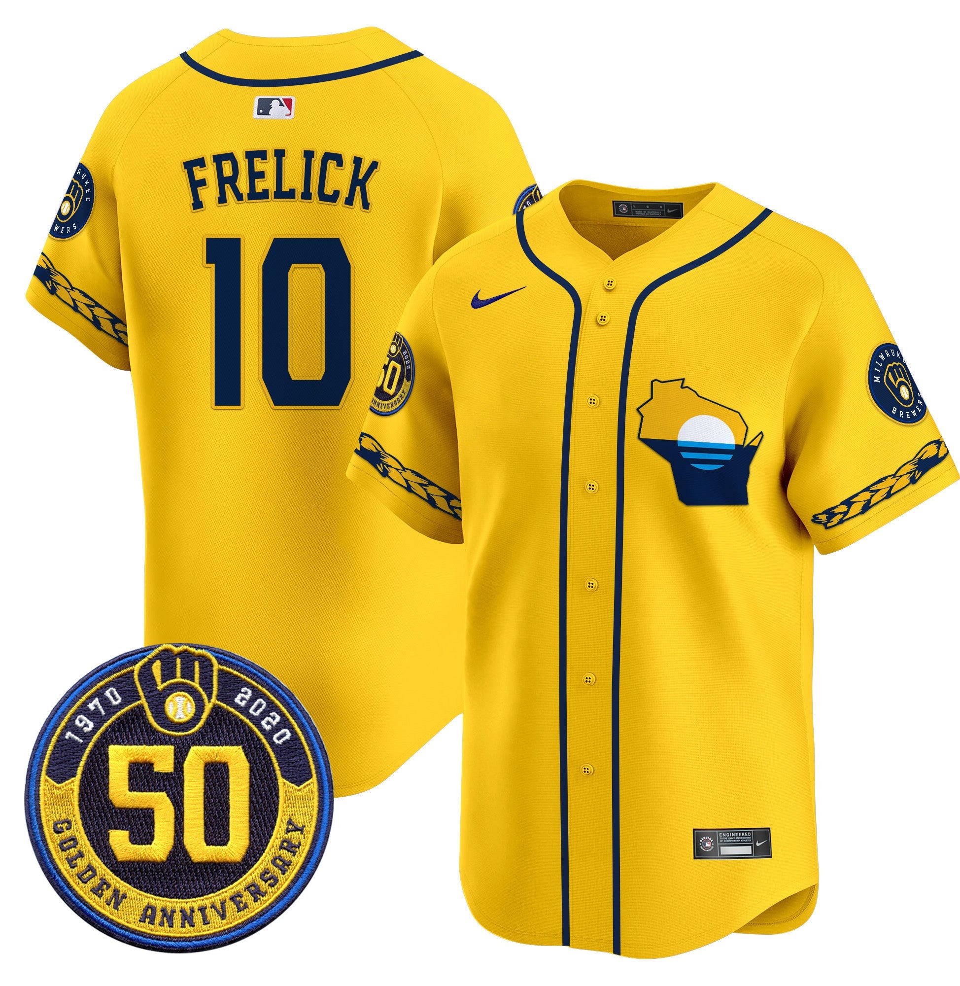 Men’s Milwaukee Golden 50th Anniversary Patch Vapor Premier Limited Jersey