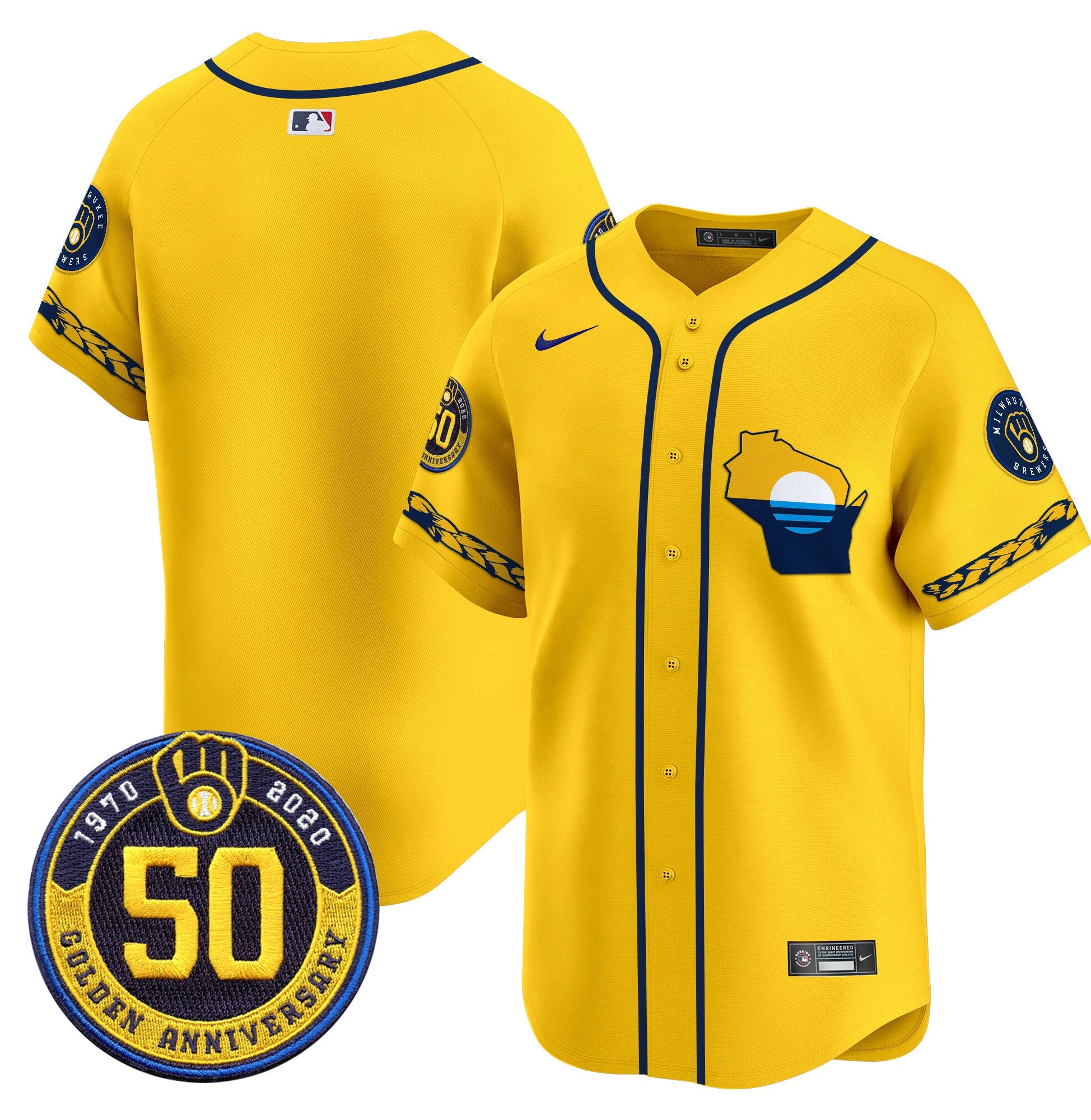 Men’s Milwaukee Golden 50th Anniversary Patch Vapor Premier Limited Jersey