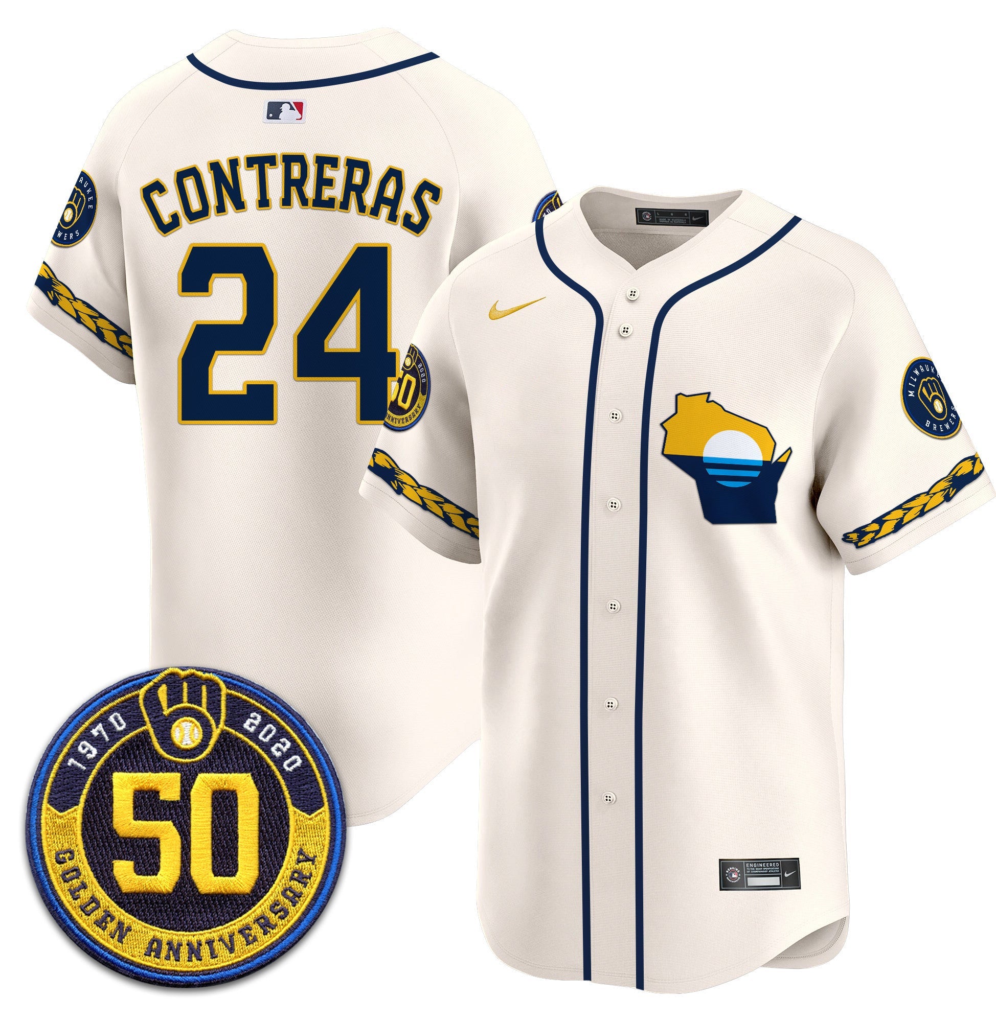 Men’s Milwaukee Golden 50th Anniversary Patch Vapor Premier Limited Jersey