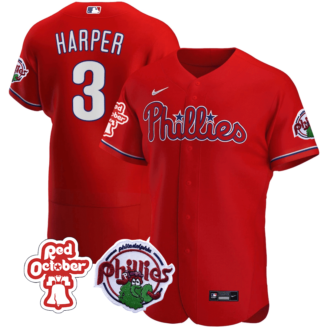 Men’s Philadelphia Red October Patch Flex Base Jersey