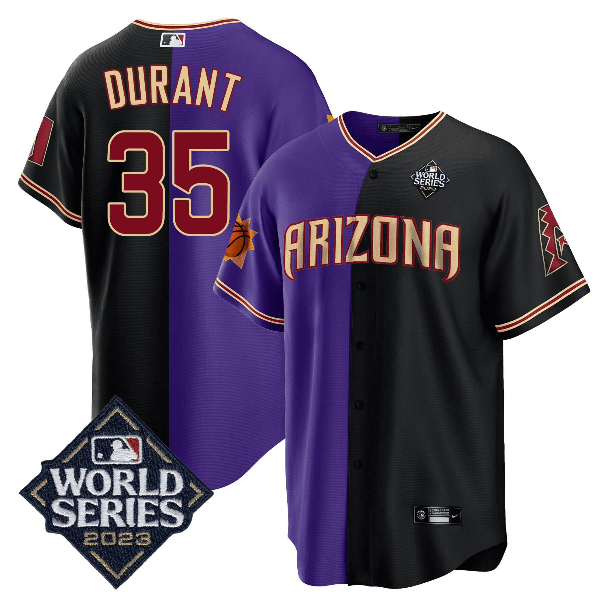 Men’s Split Arizona Dbacks – Suns 2023 World Series Patch Jersey