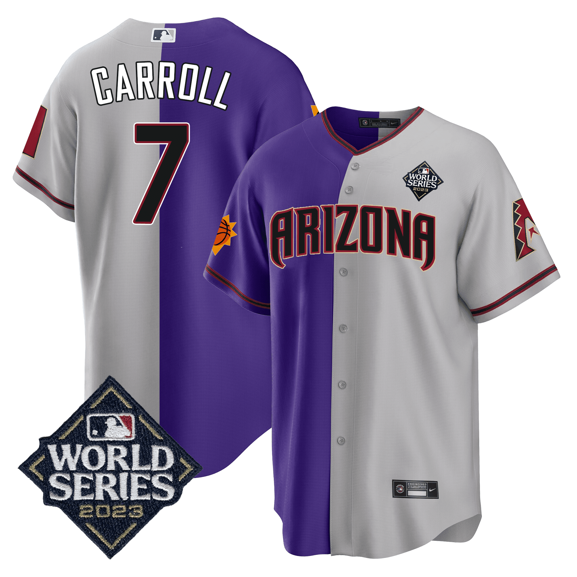 Men’s Split Arizona Dbacks – Suns 2023 World Series Patch Jersey