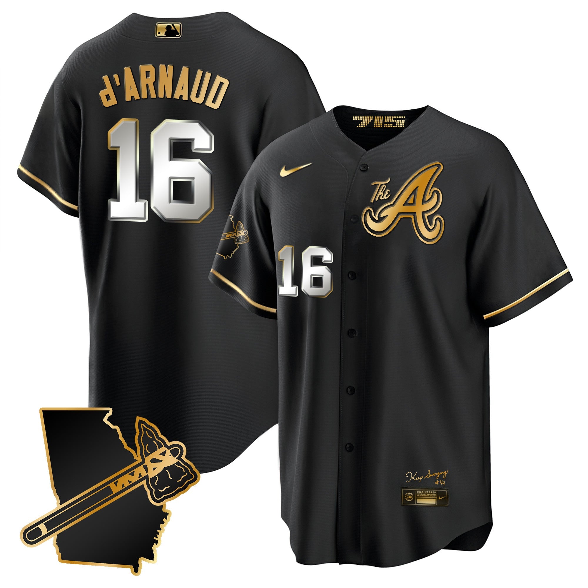 Men’s Atlanta The A Gold Cool Base Jersey – Georgia Patch