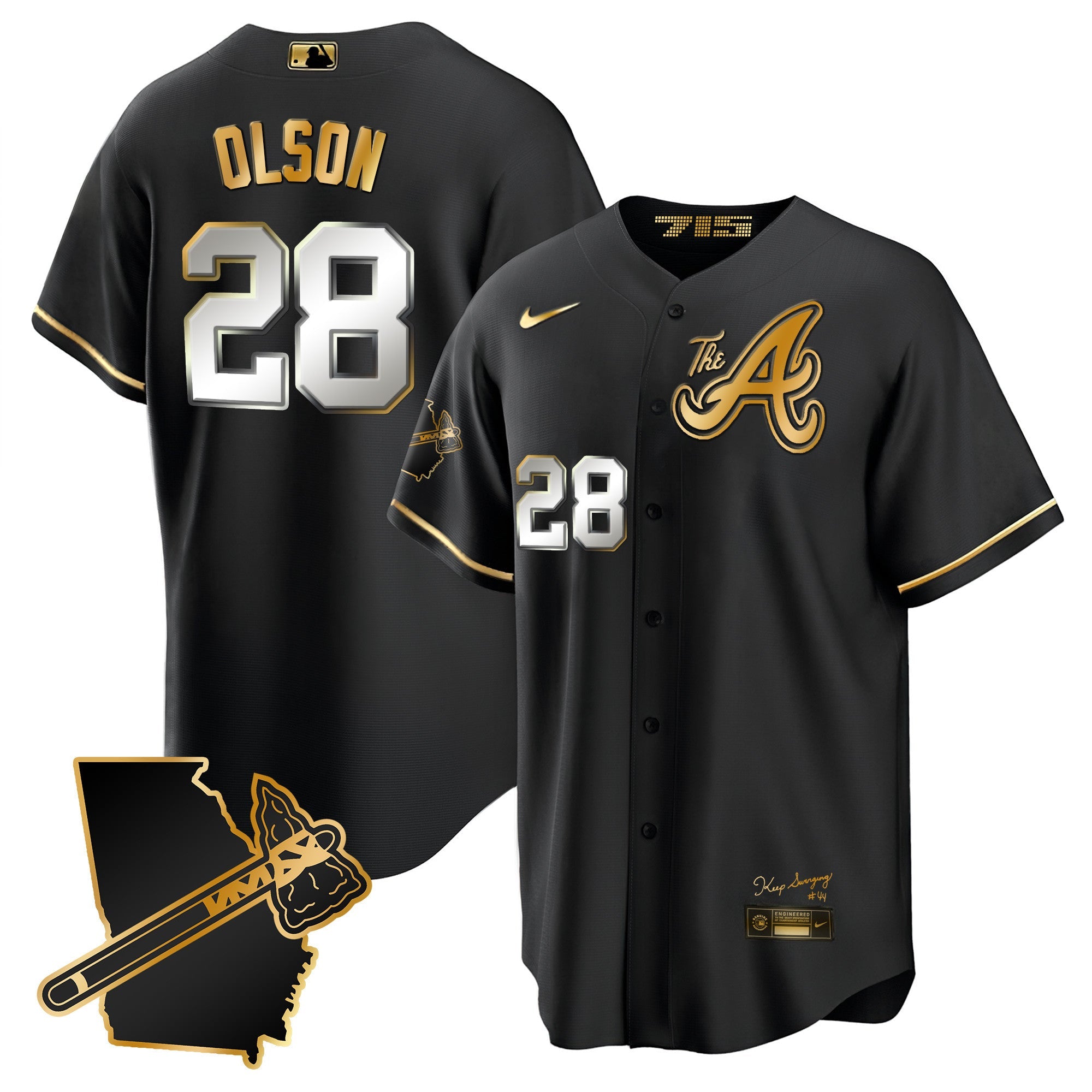 Men’s Atlanta The A Gold Cool Base Jersey – Georgia Patch