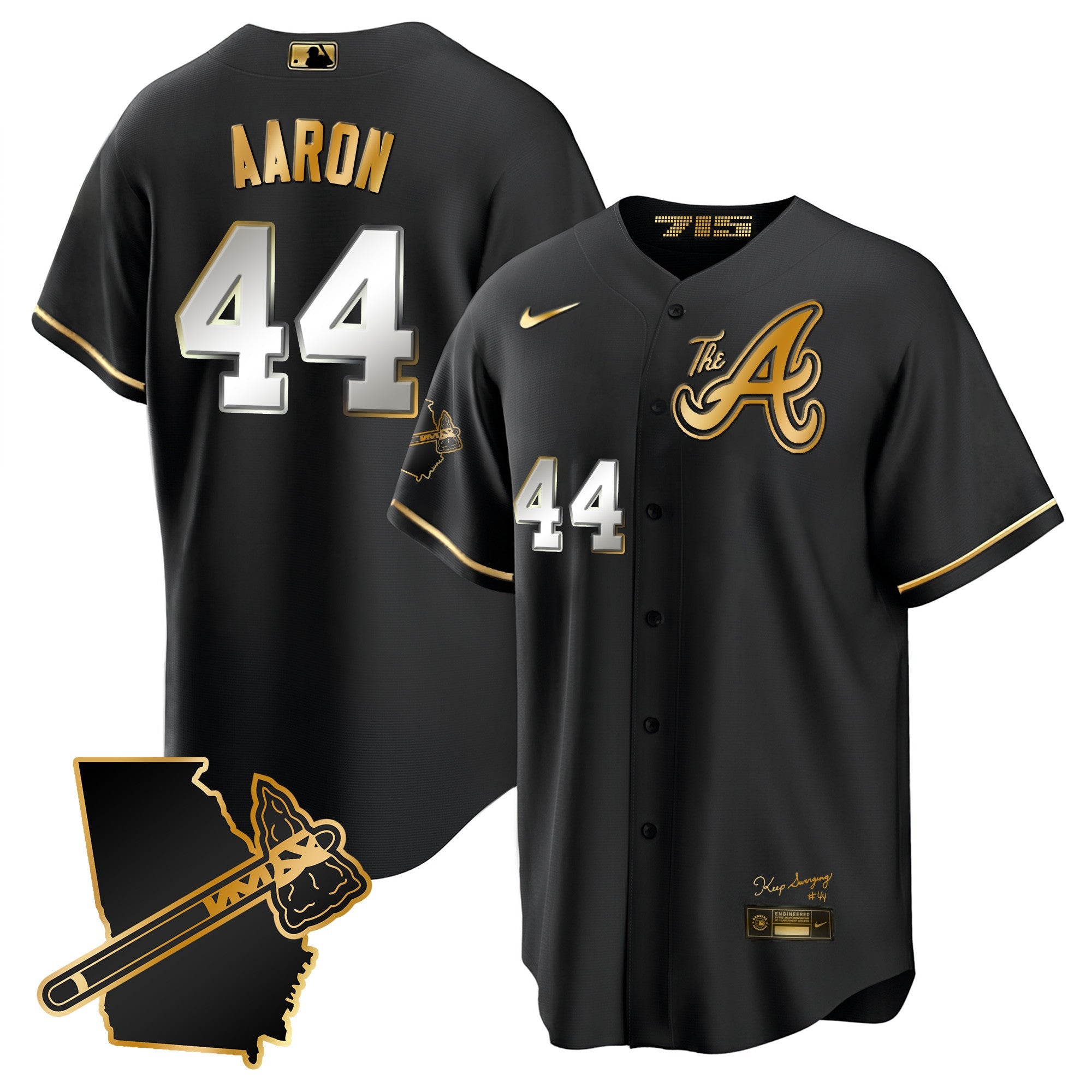 Men’s Atlanta The A Gold Cool Base Jersey – Georgia Patch