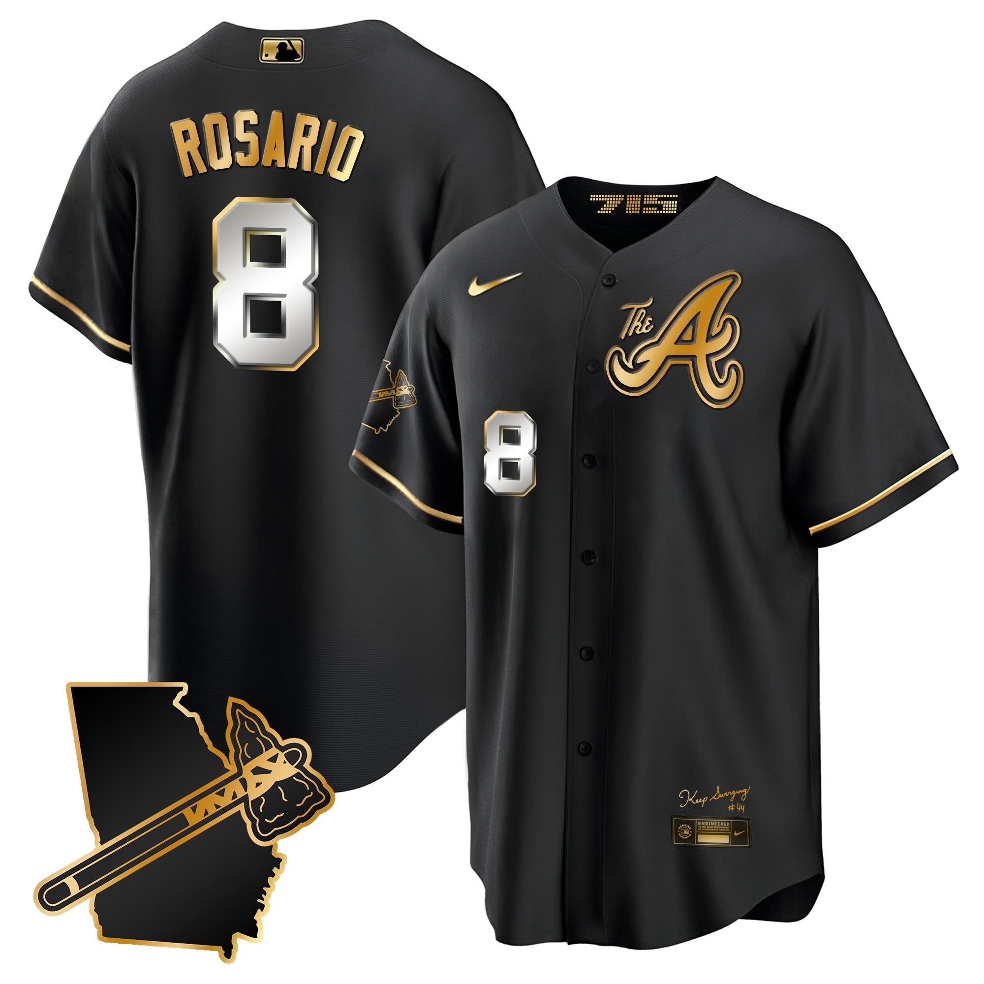 Men’s Atlanta The A Gold Cool Base Jersey – Georgia Patch