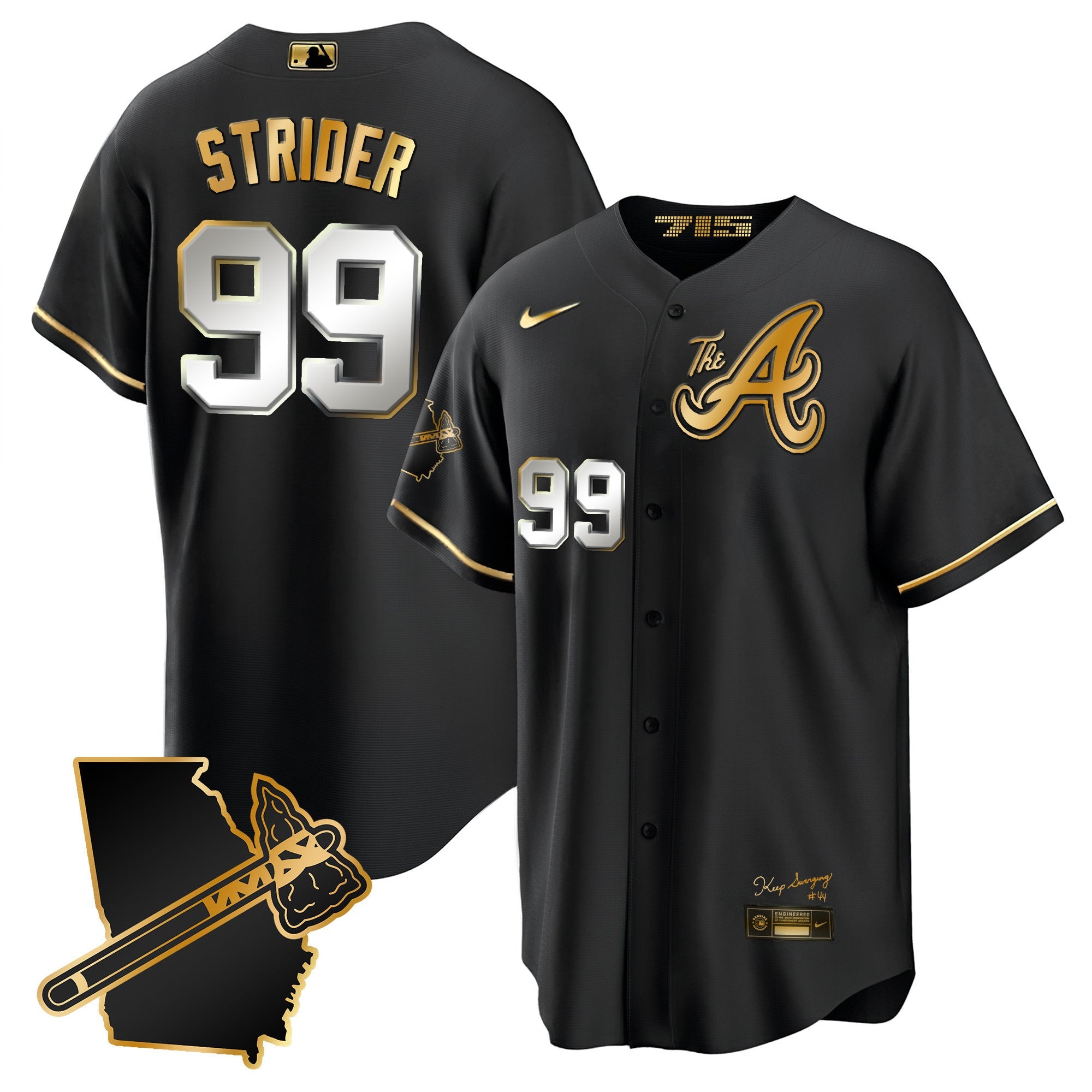 Men’s Atlanta The A Gold Cool Base Jersey – Georgia Patch