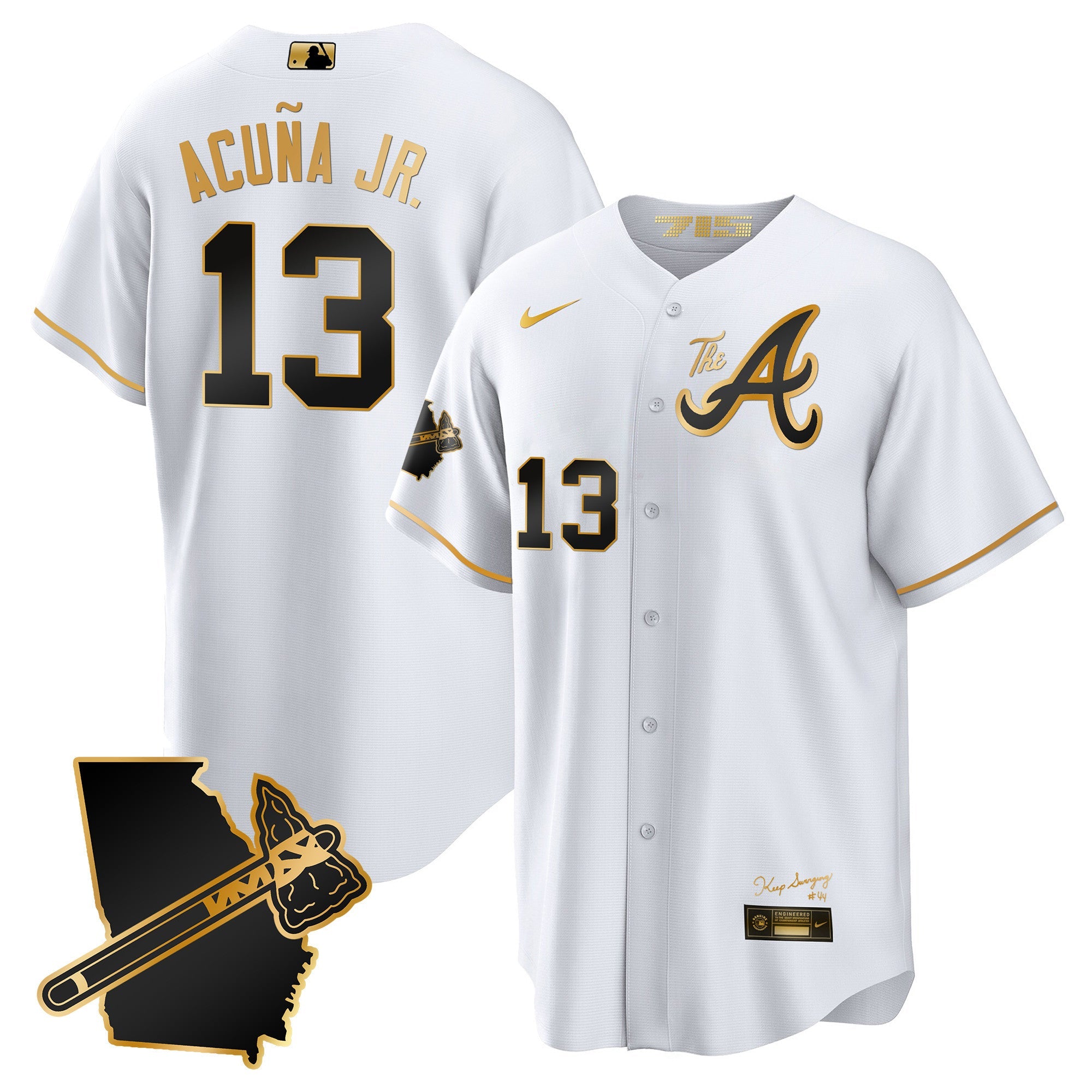 Men’s Atlanta The A Gold Cool Base Jersey – Georgia Patch