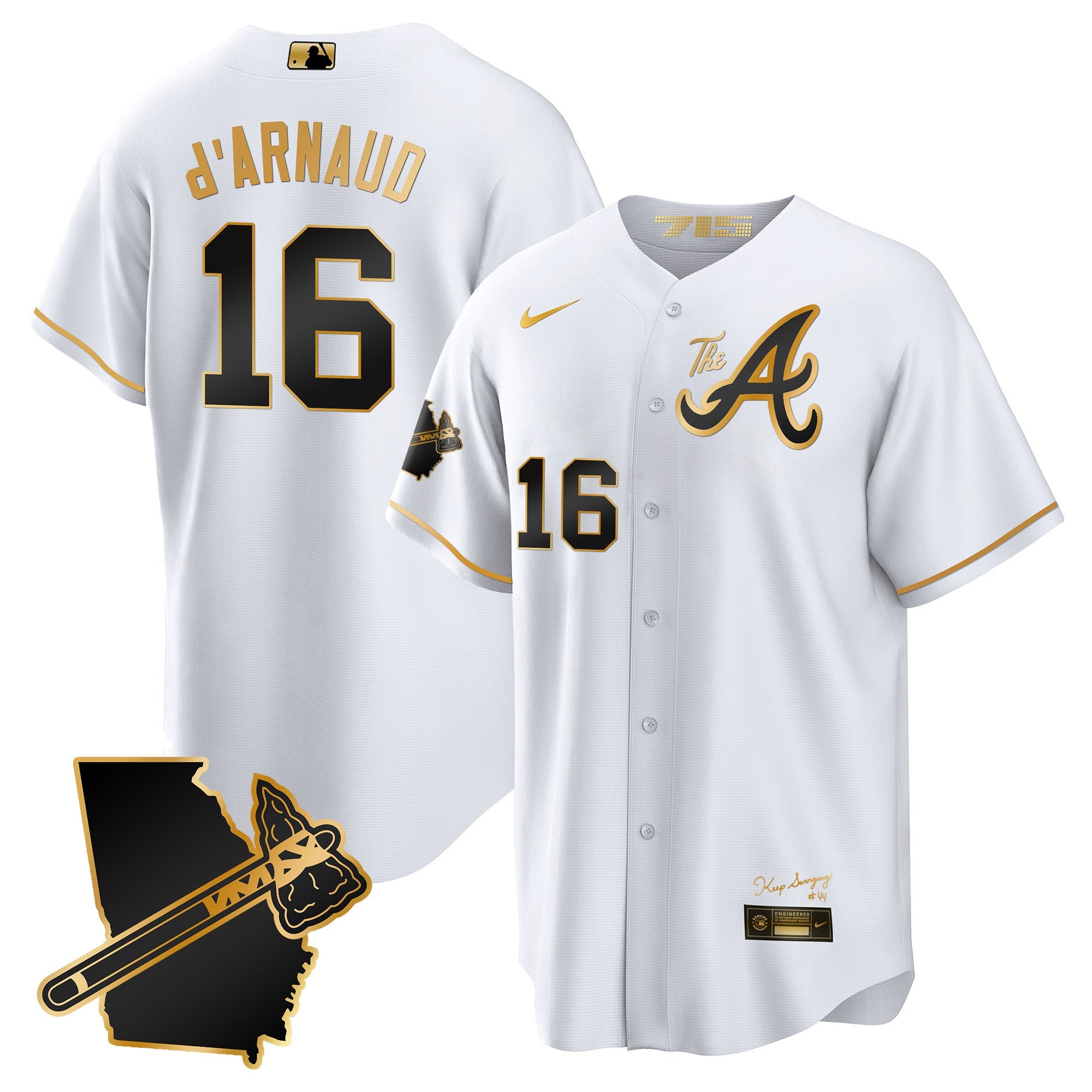 Men’s Atlanta The A Gold Cool Base Jersey – Georgia Patch