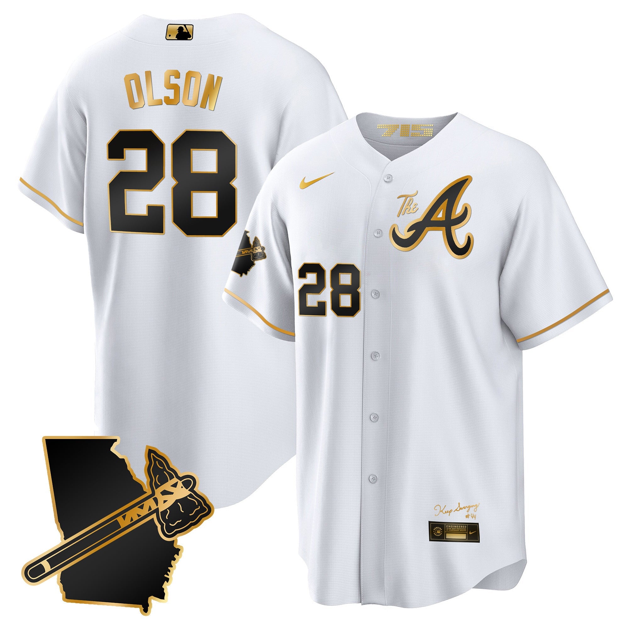 Men’s Atlanta The A Gold Cool Base Jersey – Georgia Patch