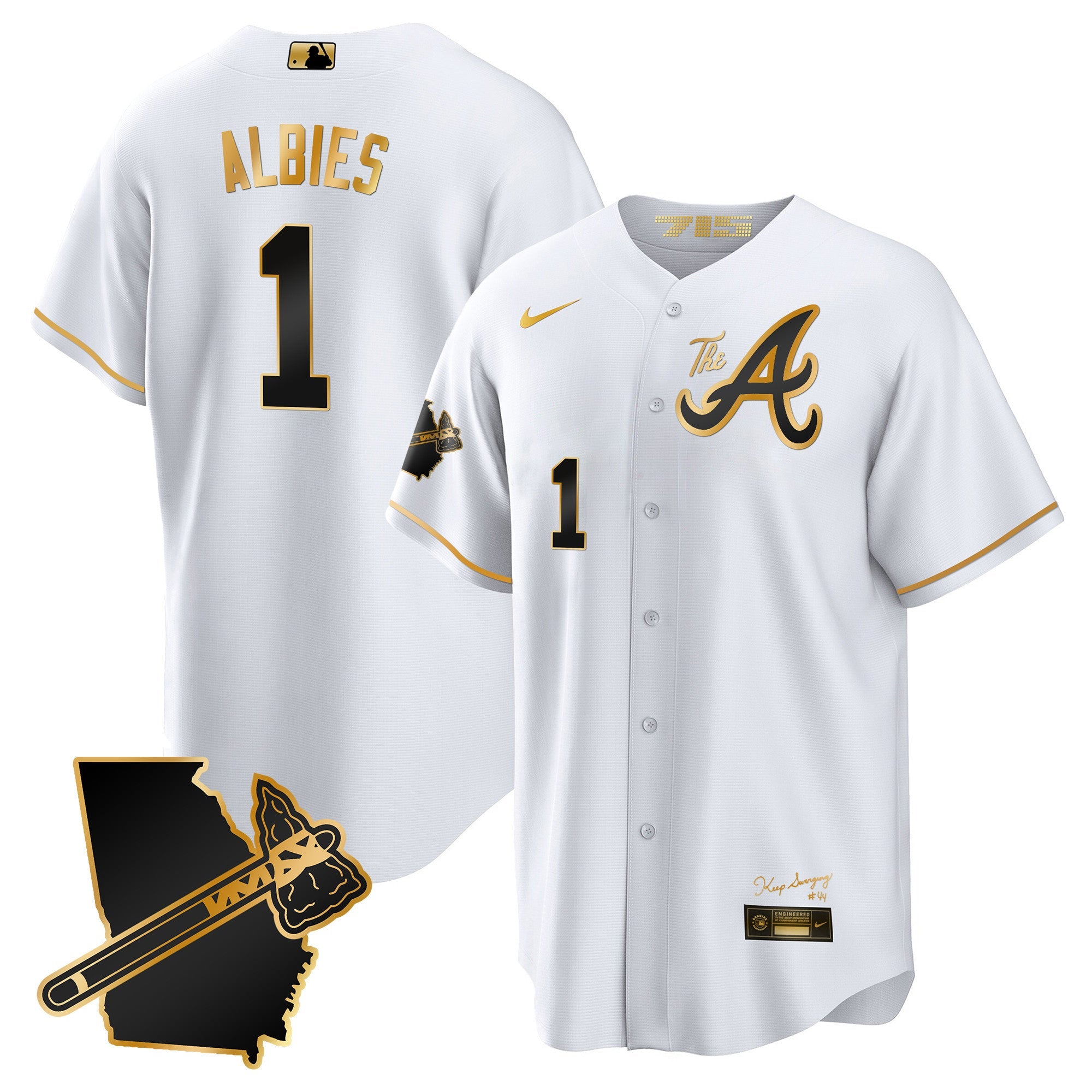 Men’s Atlanta The A Gold Cool Base Jersey – Georgia Patch