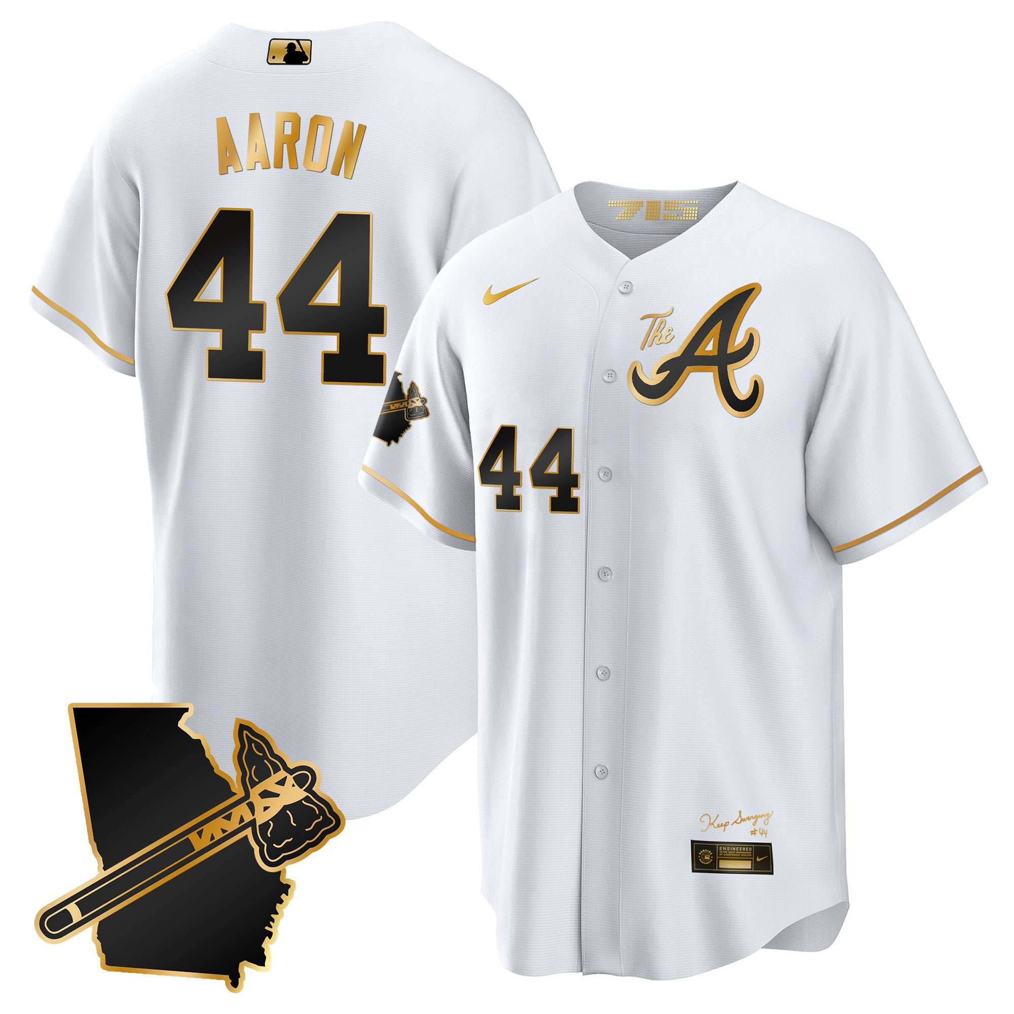 Men’s Atlanta The A Gold Cool Base Jersey – Georgia Patch