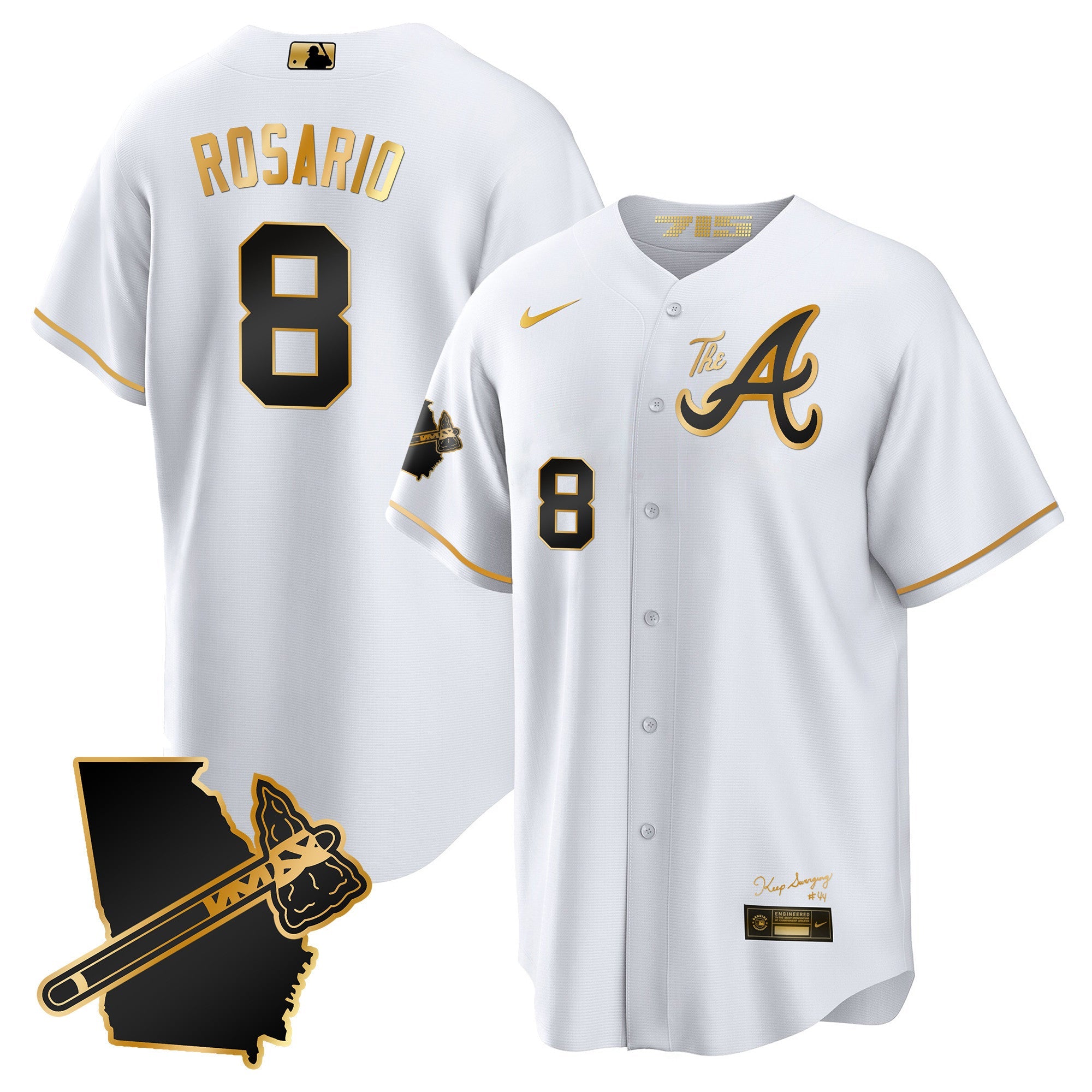 Men’s Atlanta The A Gold Cool Base Jersey – Georgia Patch