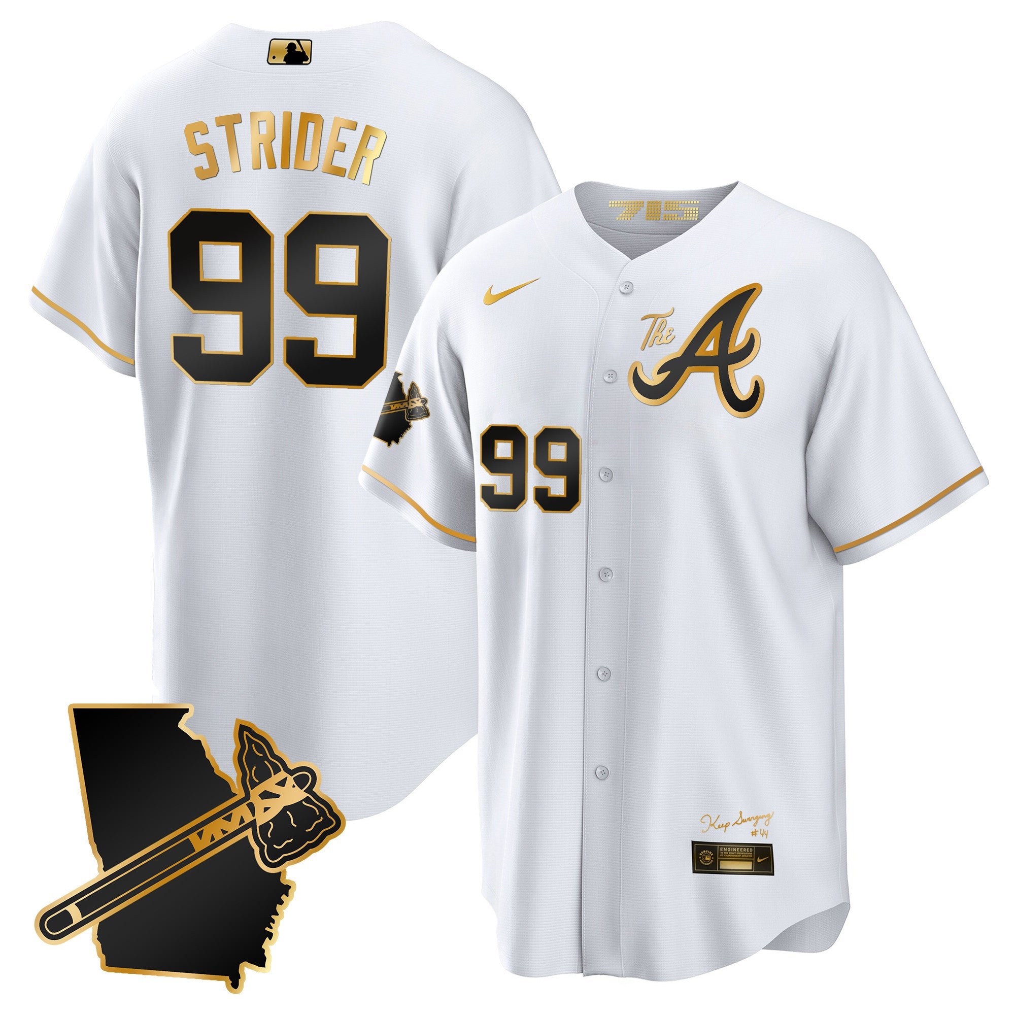 Men’s Atlanta The A Gold Cool Base Jersey – Georgia Patch