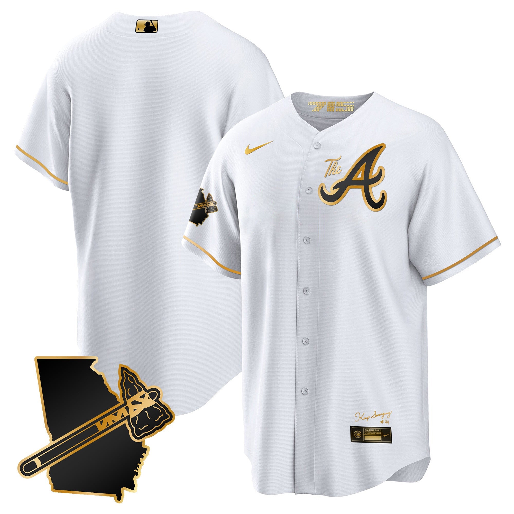 Men’s Atlanta The A Gold Cool Base Jersey – Georgia Patch