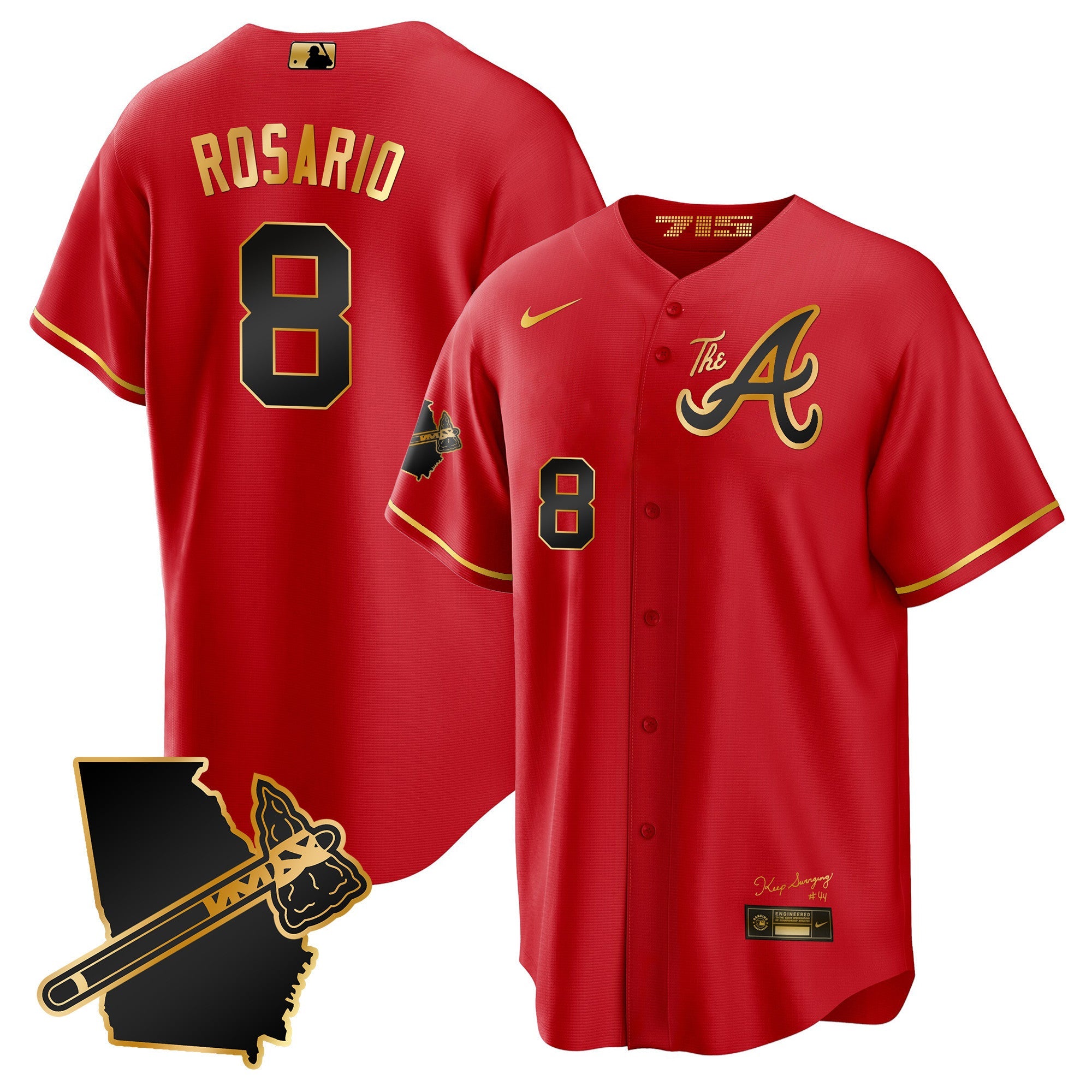 Men’s Atlanta The A Gold Cool Base Jersey – Georgia Patch