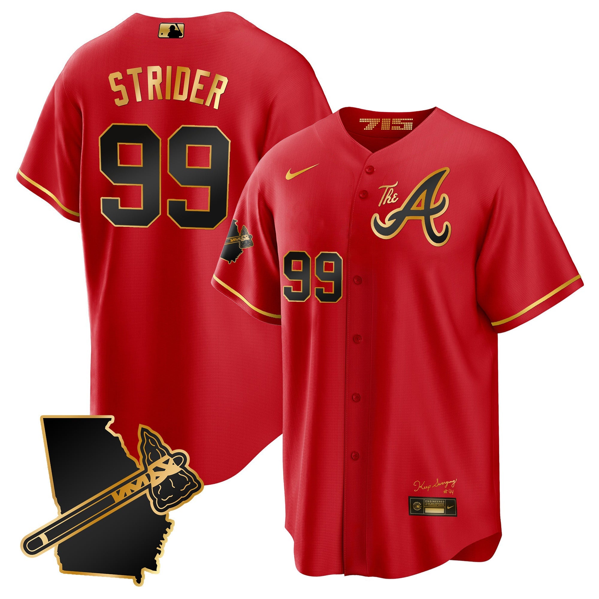 Men’s Atlanta The A Gold Cool Base Jersey – Georgia Patch