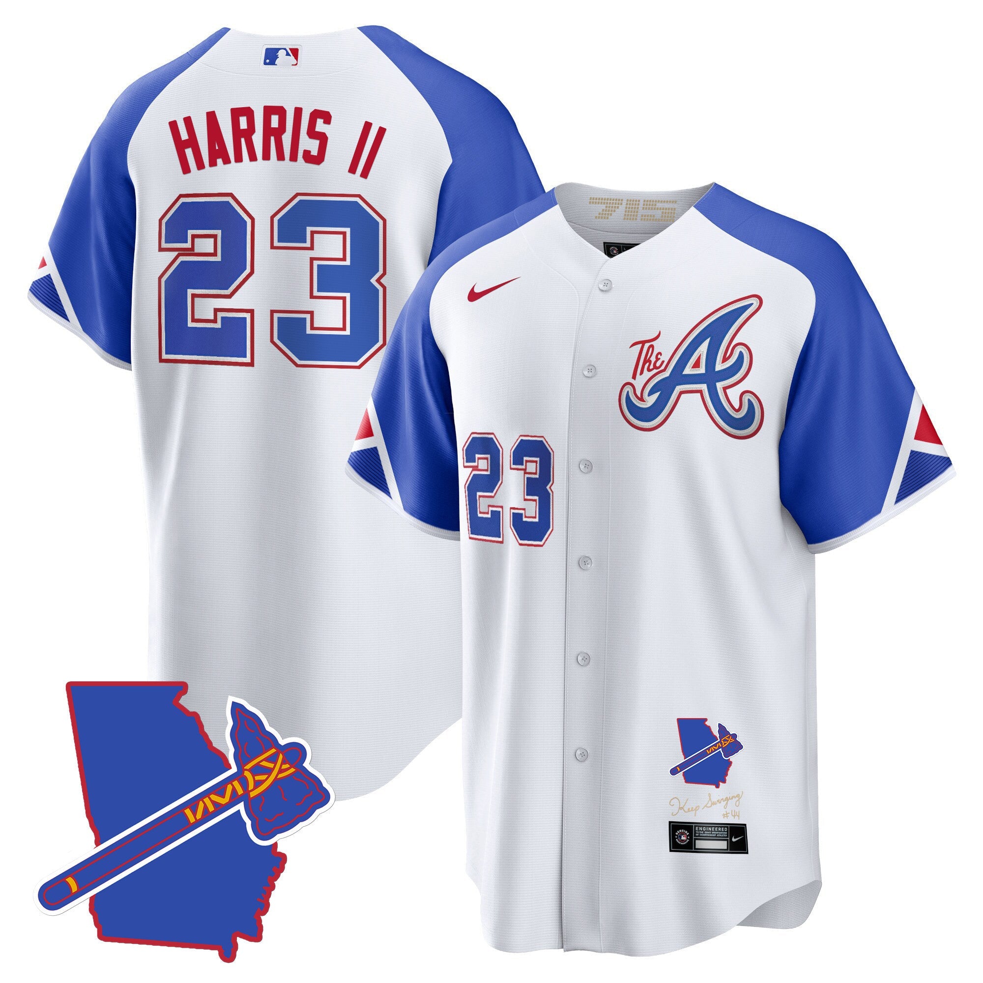 Men’s Atlanta The A Gold Cool Base Jersey – Georgia Patch
