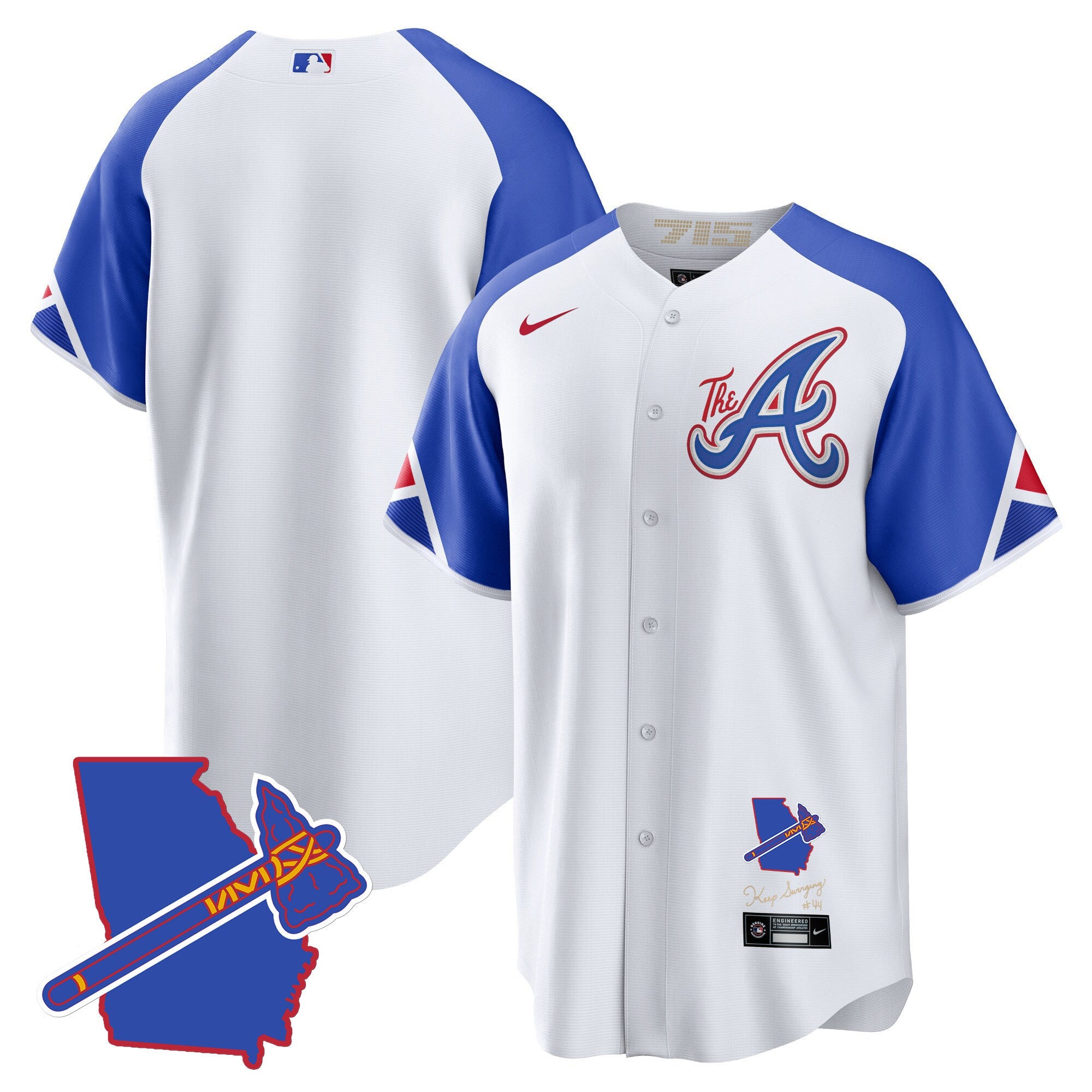 Men’s Atlanta The A Gold Cool Base Jersey – Georgia Patch