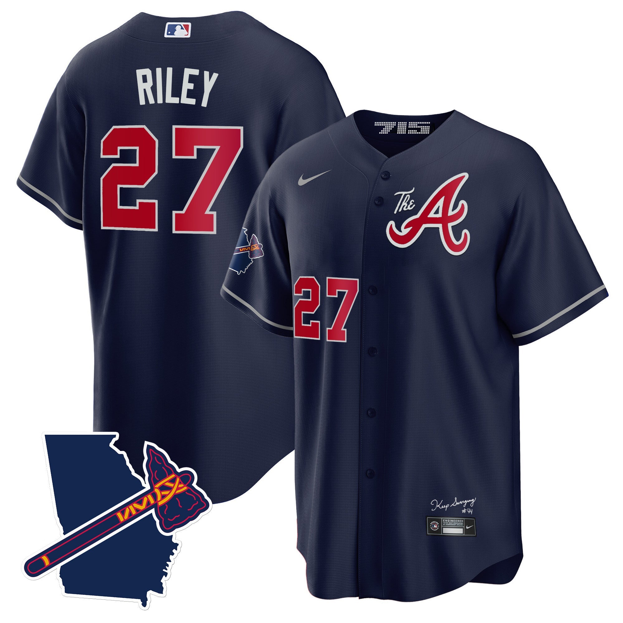 Men’s Atlanta The A Gold Cool Base Jersey – Georgia Patch