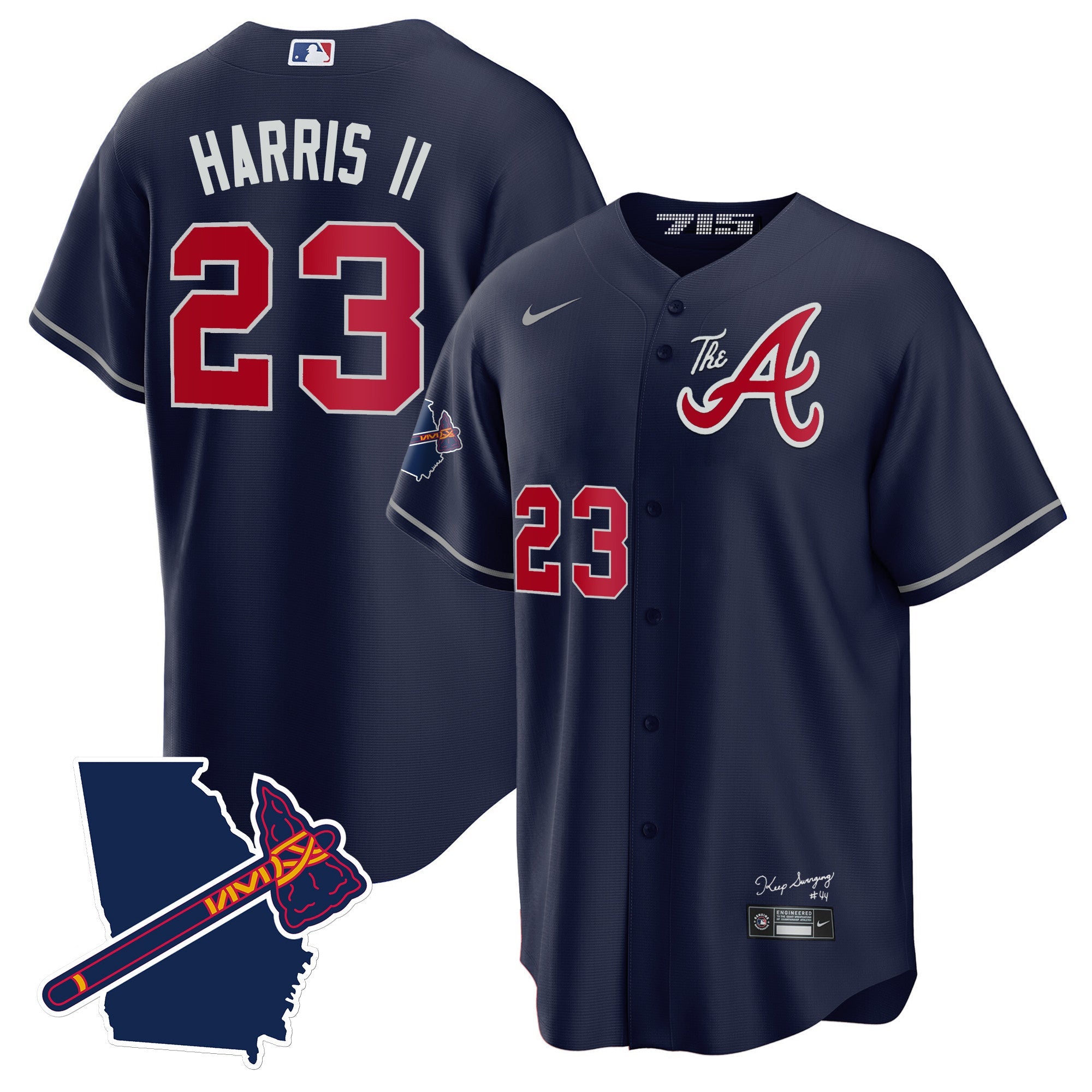 Men’s Atlanta The A Gold Cool Base Jersey – Georgia Patch