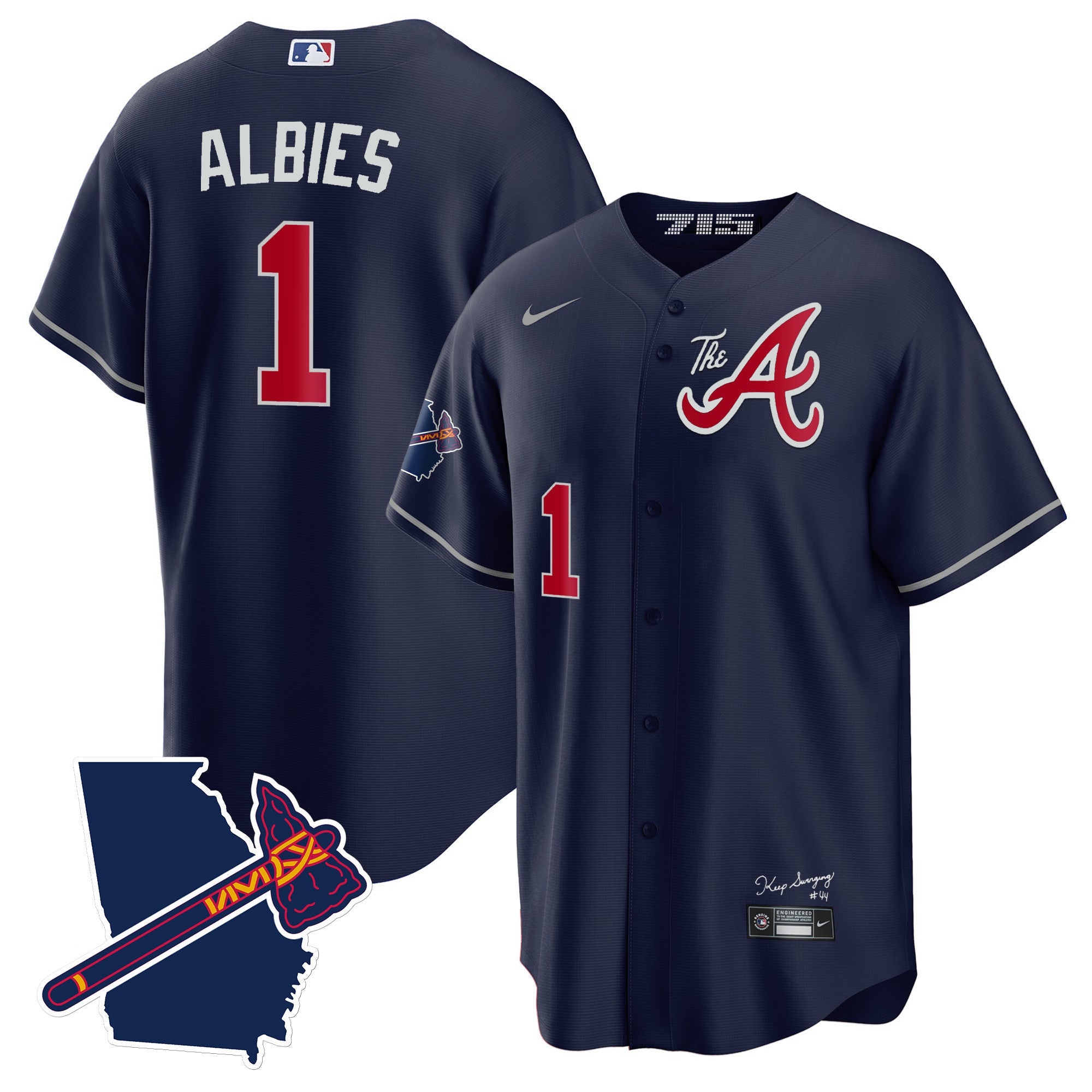 Men’s Atlanta The A Gold Cool Base Jersey – Georgia Patch