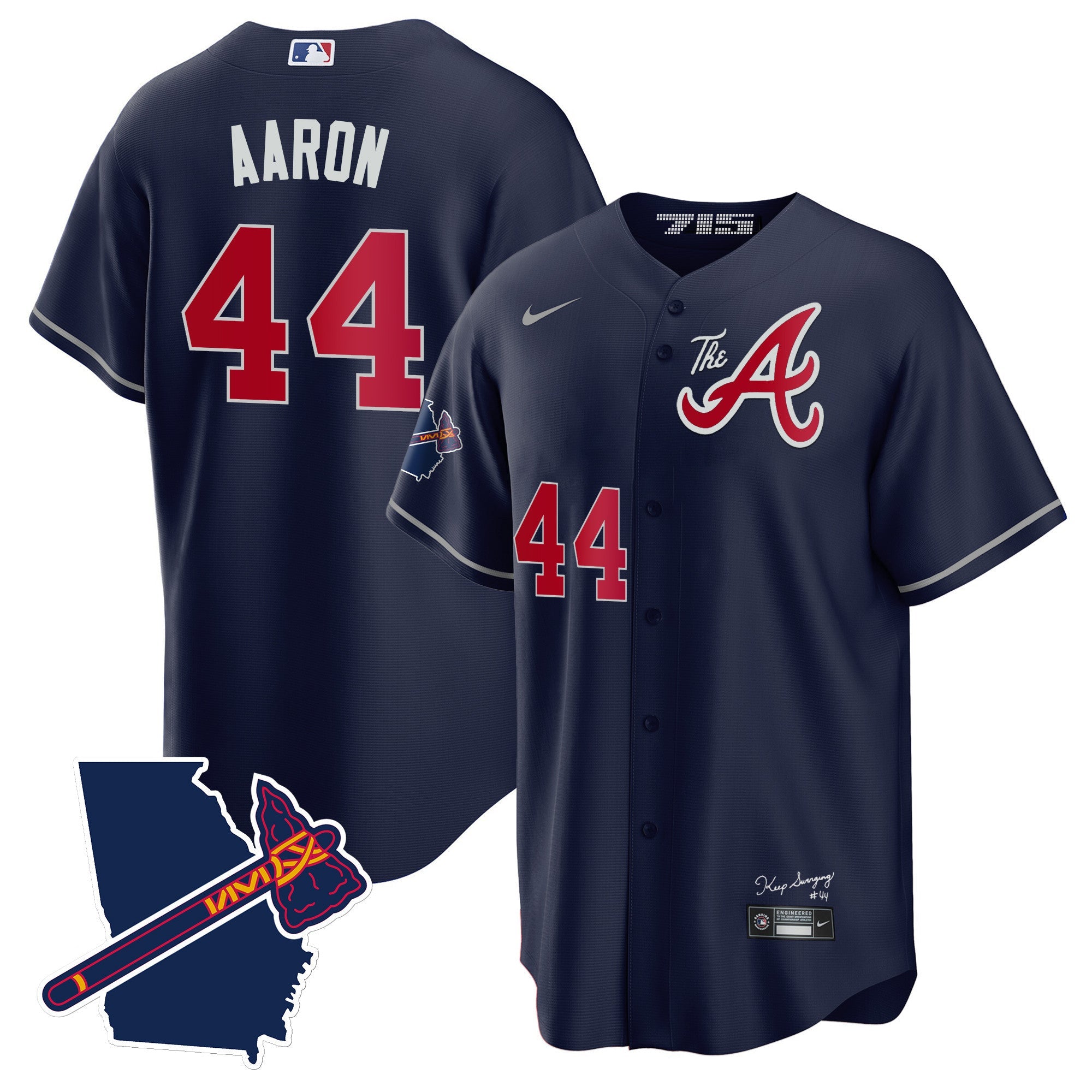 Men’s Atlanta The A Gold Cool Base Jersey – Georgia Patch