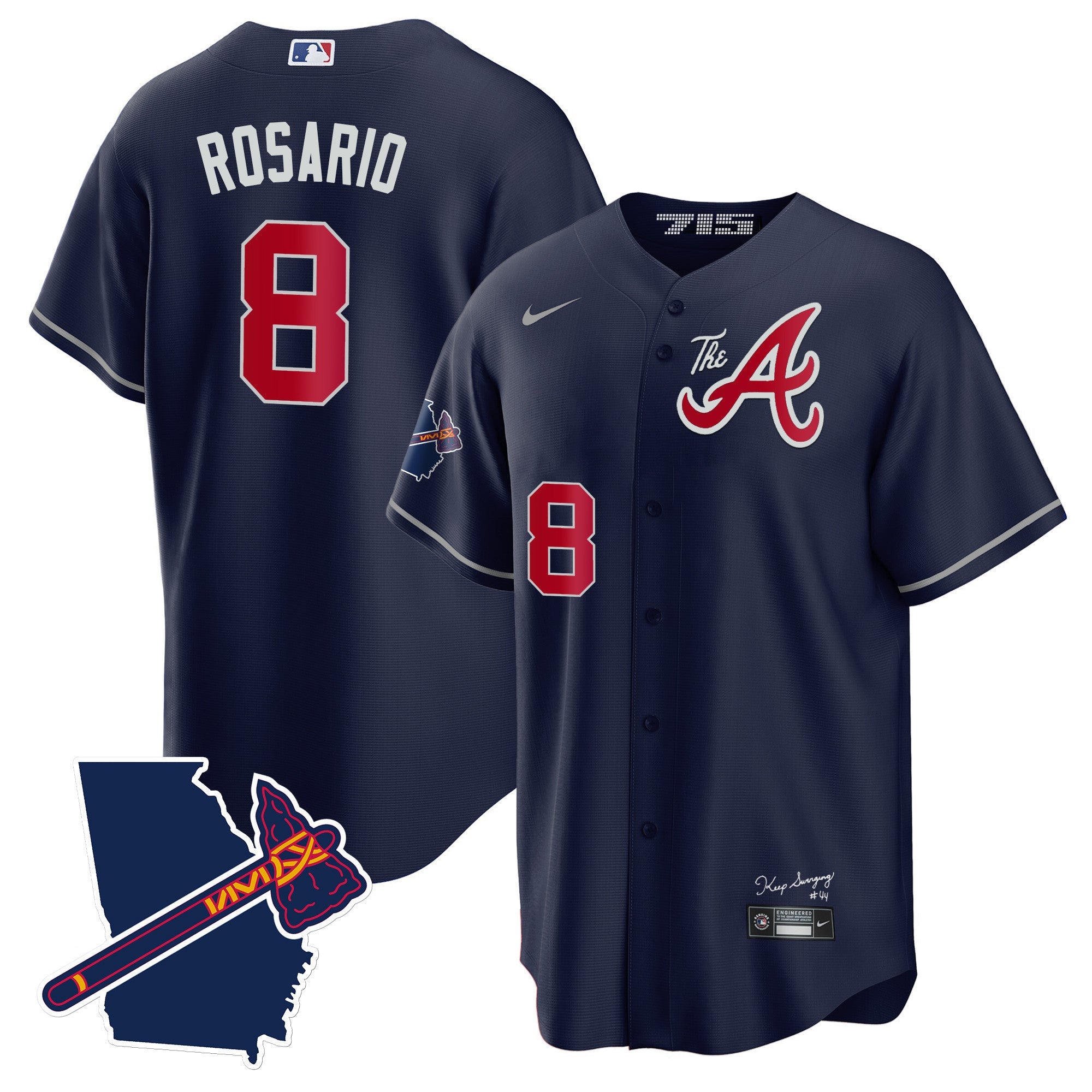 Men’s Atlanta The A Gold Cool Base Jersey – Georgia Patch