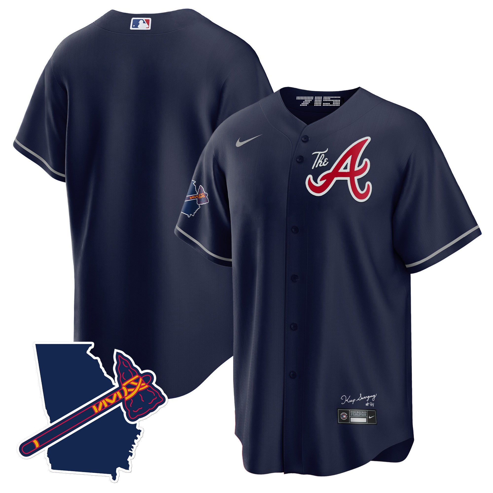Men’s Atlanta The A Gold Cool Base Jersey – Georgia Patch