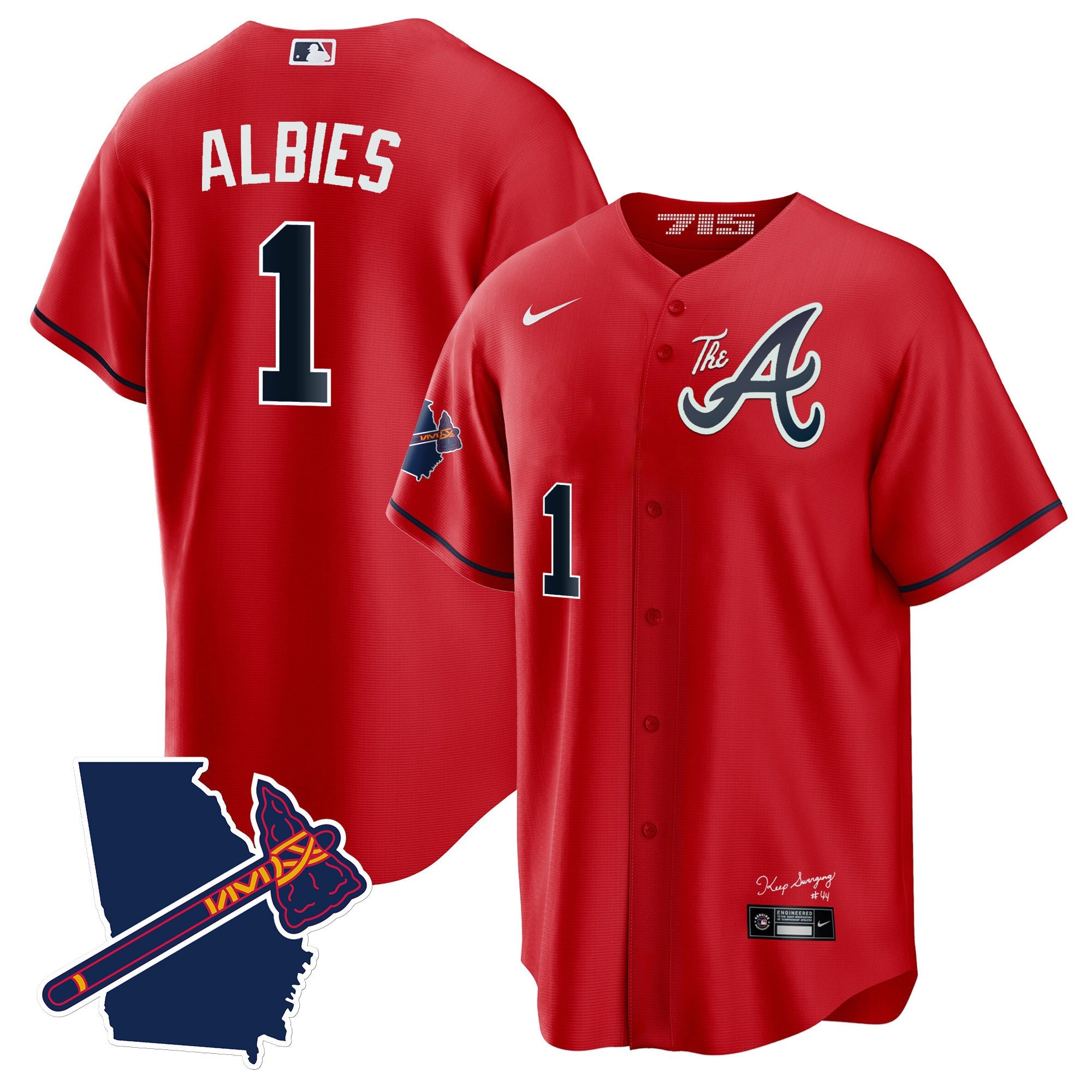 Men’s Atlanta The A Gold Cool Base Jersey – Georgia Patch
