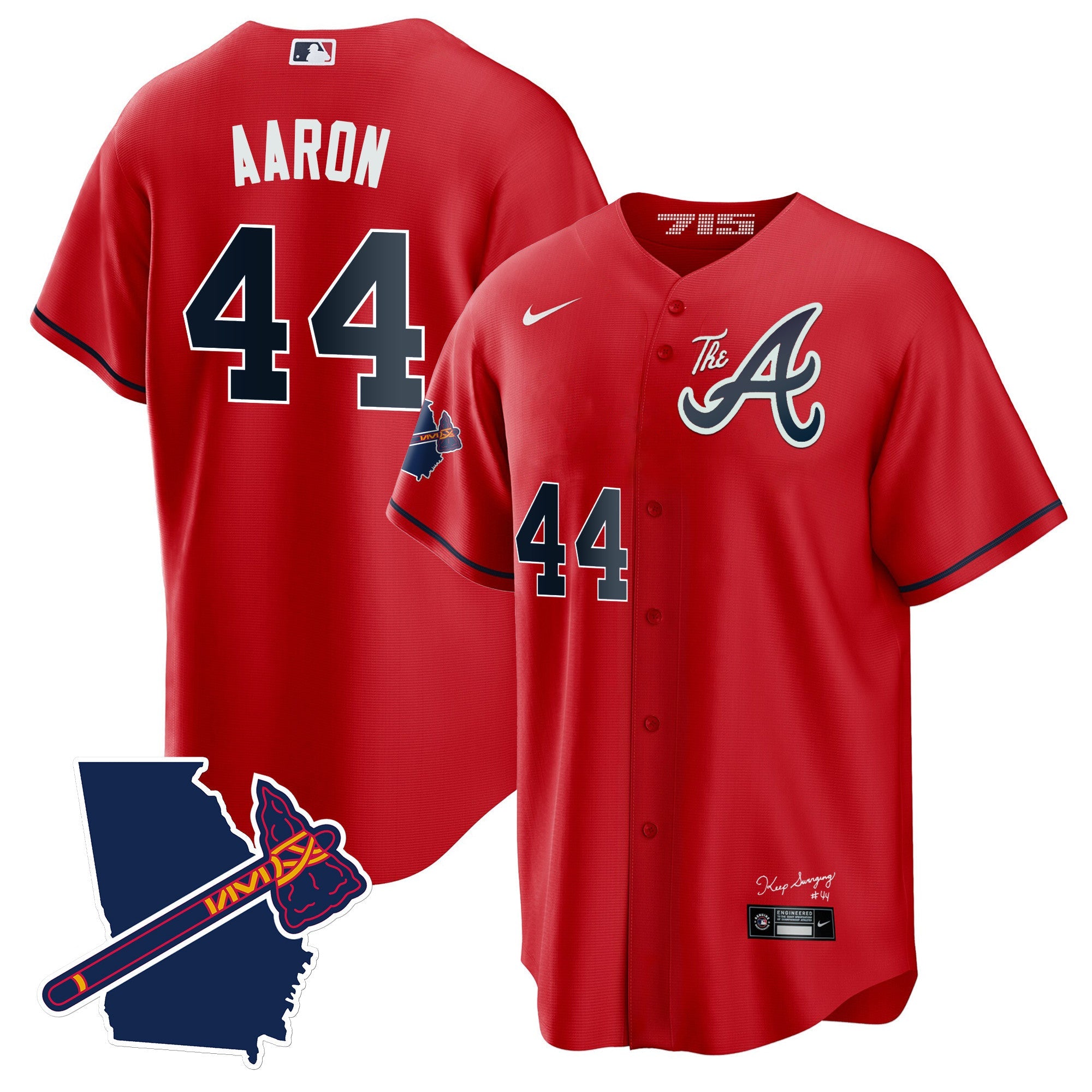 Men’s Atlanta The A Gold Cool Base Jersey – Georgia Patch