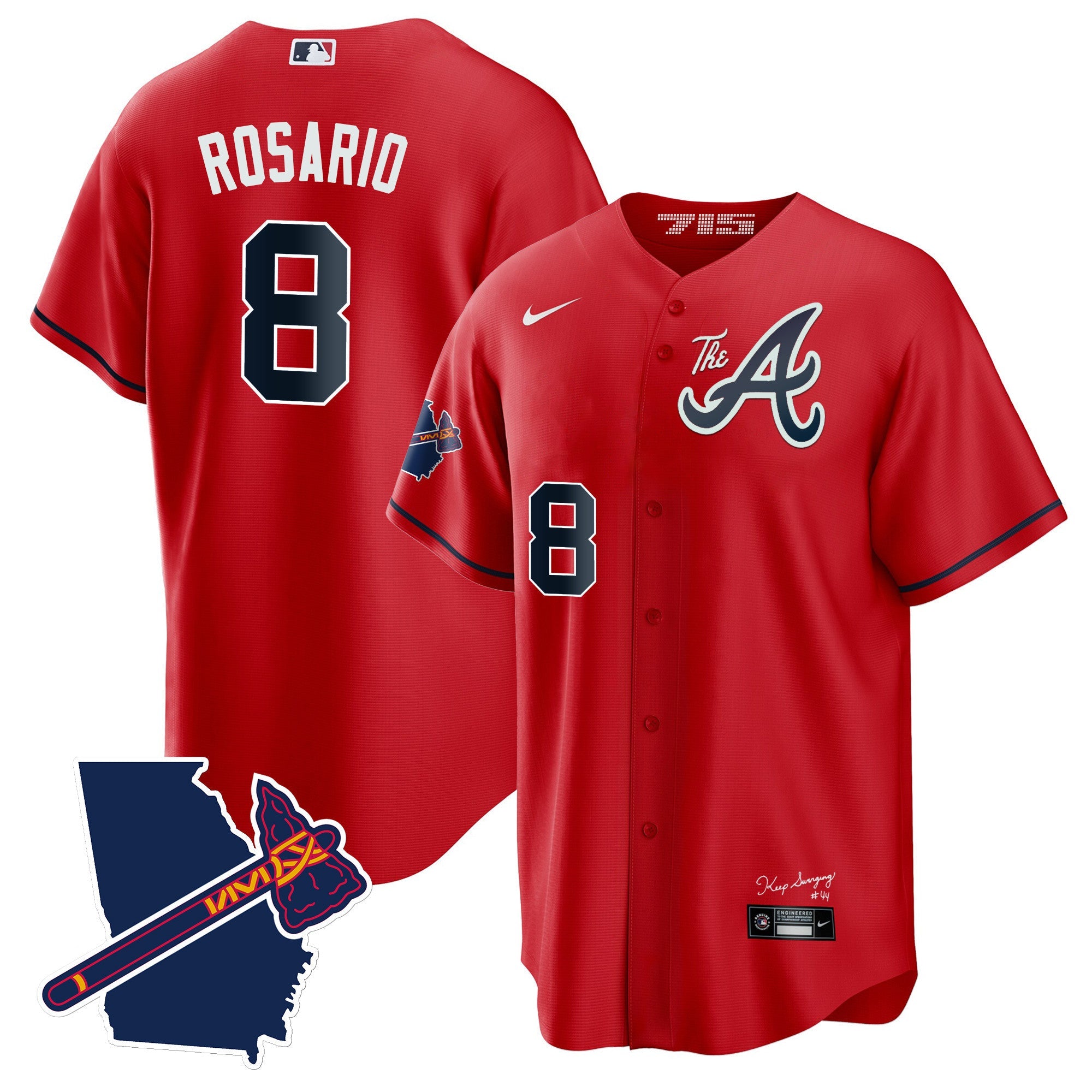 Men’s Atlanta The A Gold Cool Base Jersey – Georgia Patch
