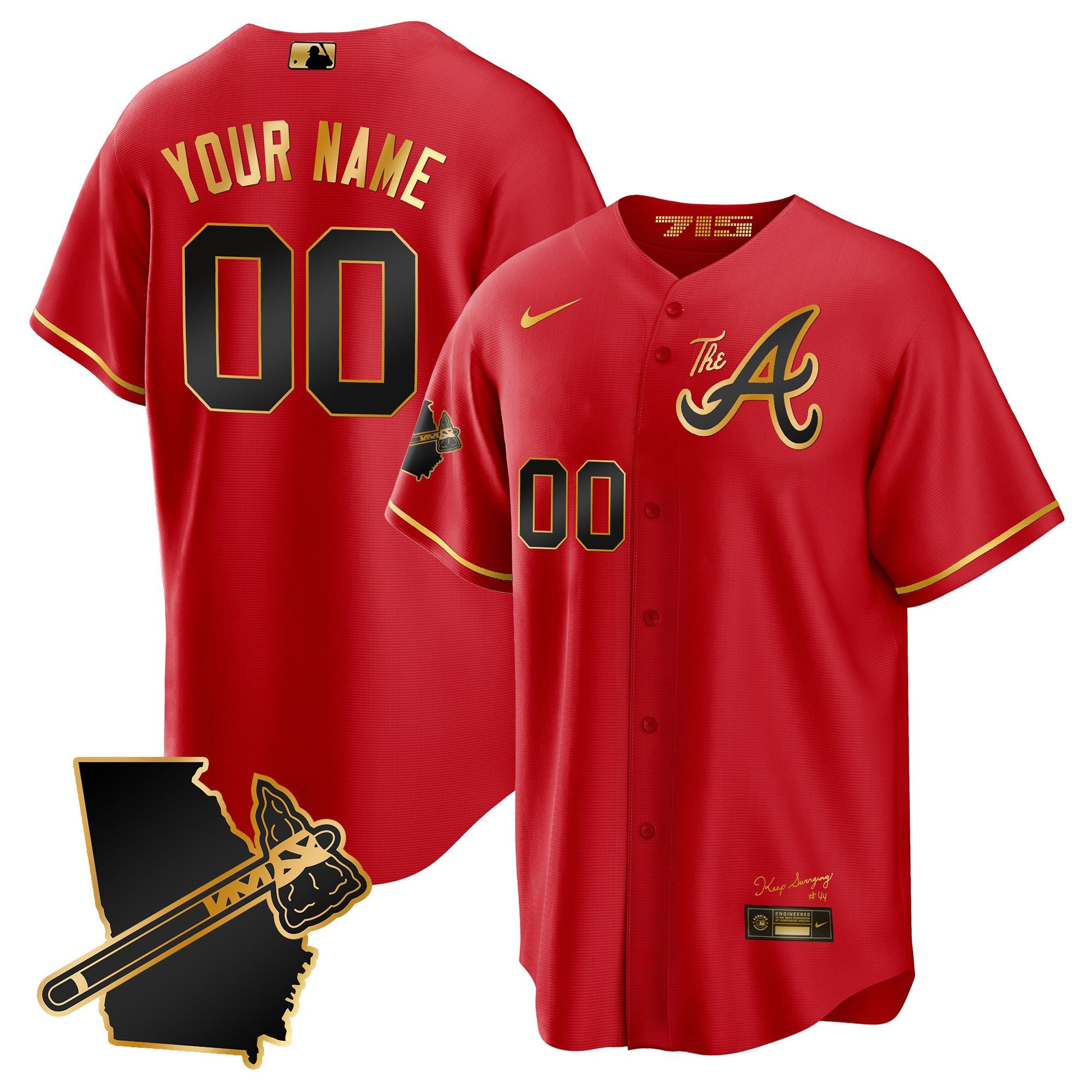 Atlanta The A Gold Cool Base Custom Jersey – Georgia Patch