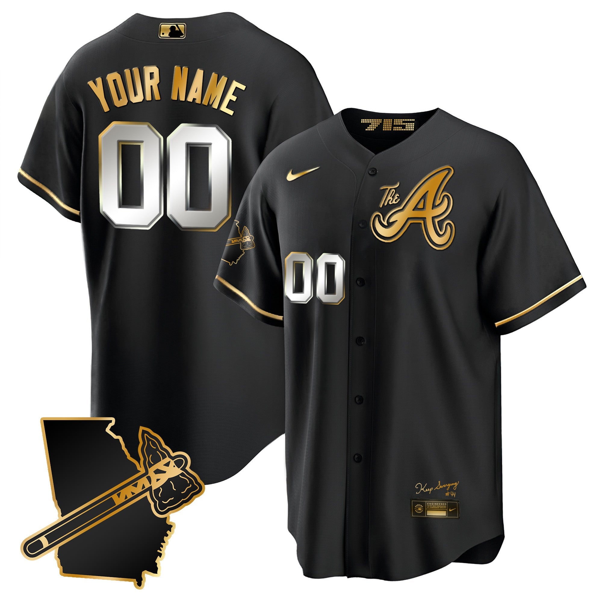Atlanta The A Gold Cool Base Custom Jersey – Georgia Patch