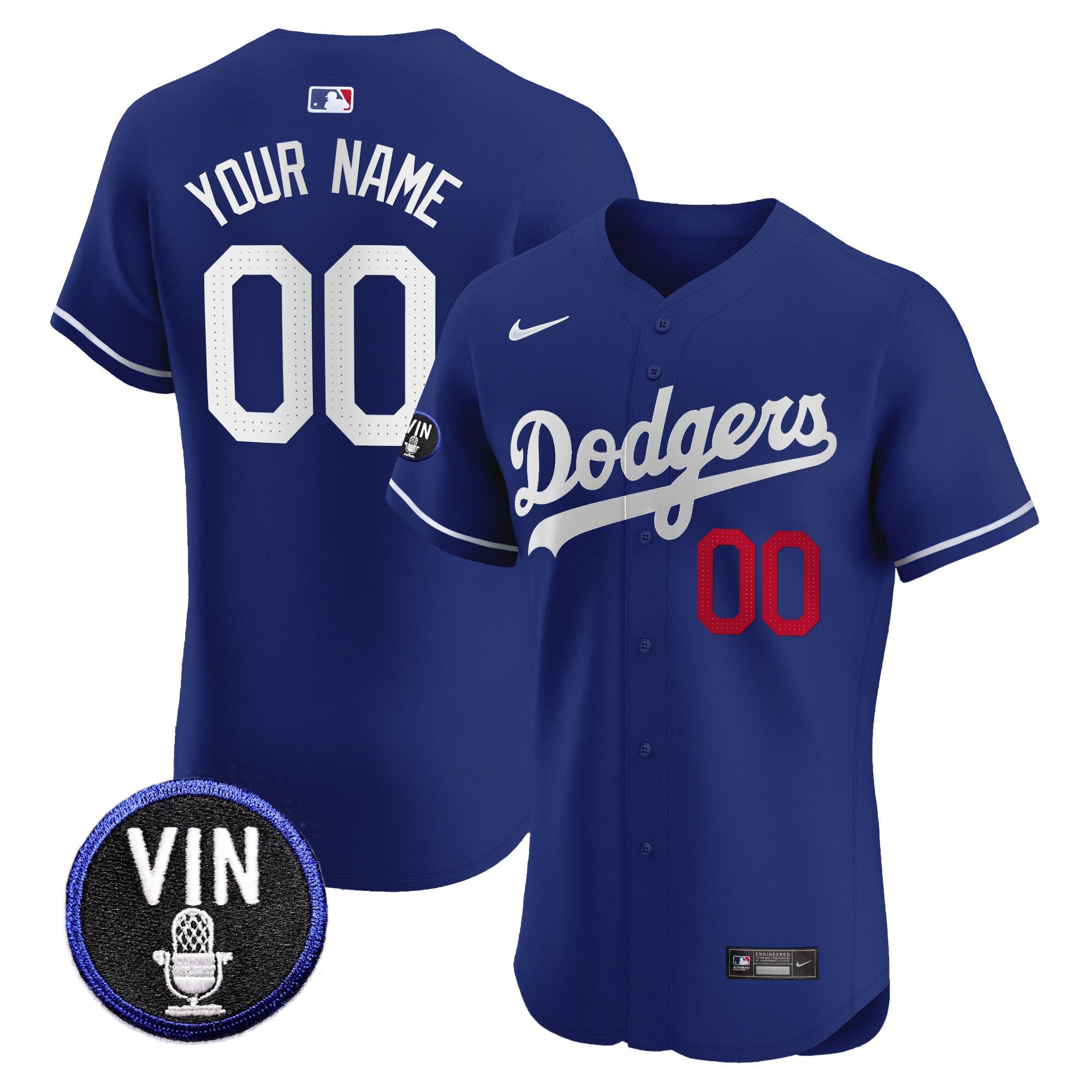 Vin Scully Patch Vapor Premier Elite Custom Jersey