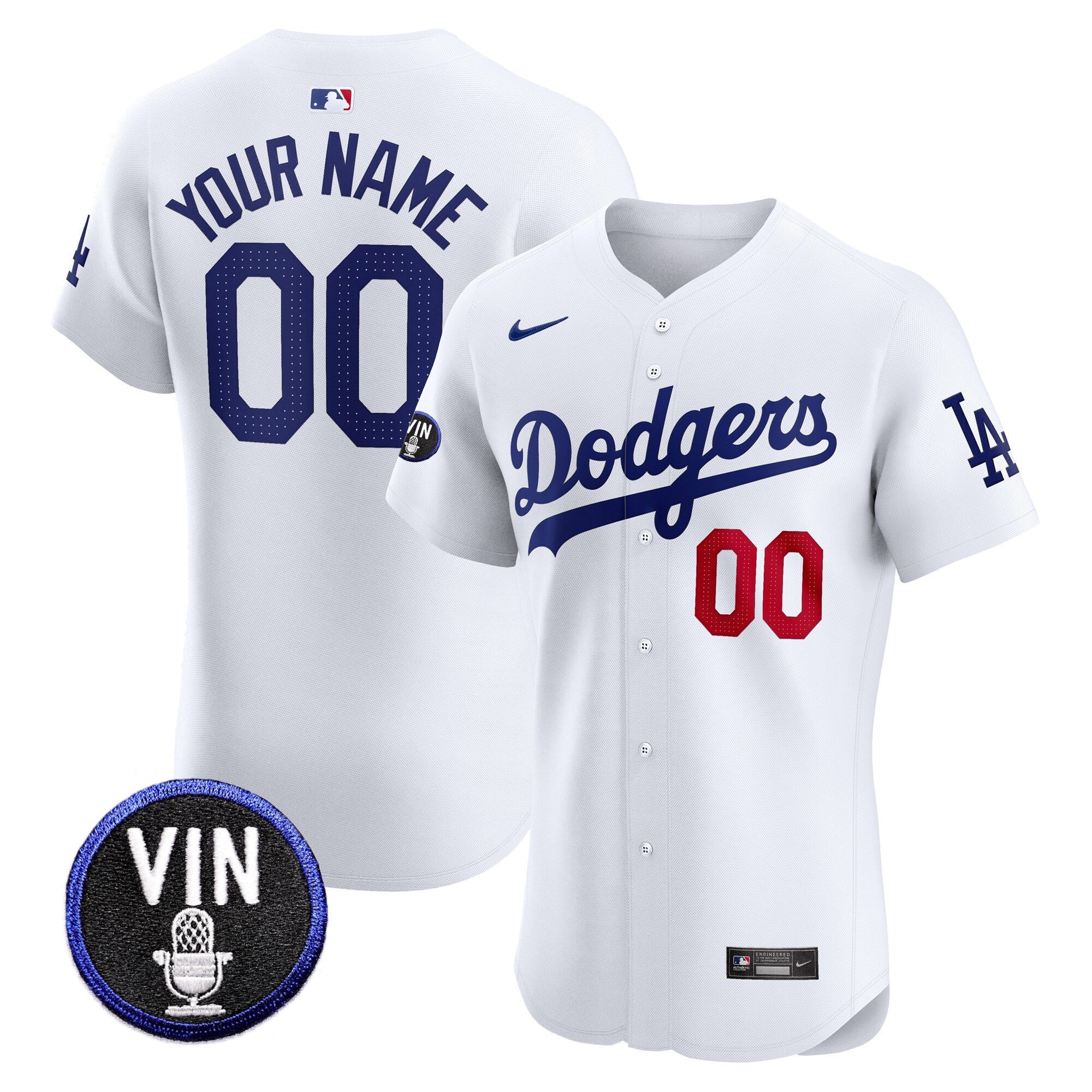 Vin Scully Patch Vapor Premier Elite Custom Jersey