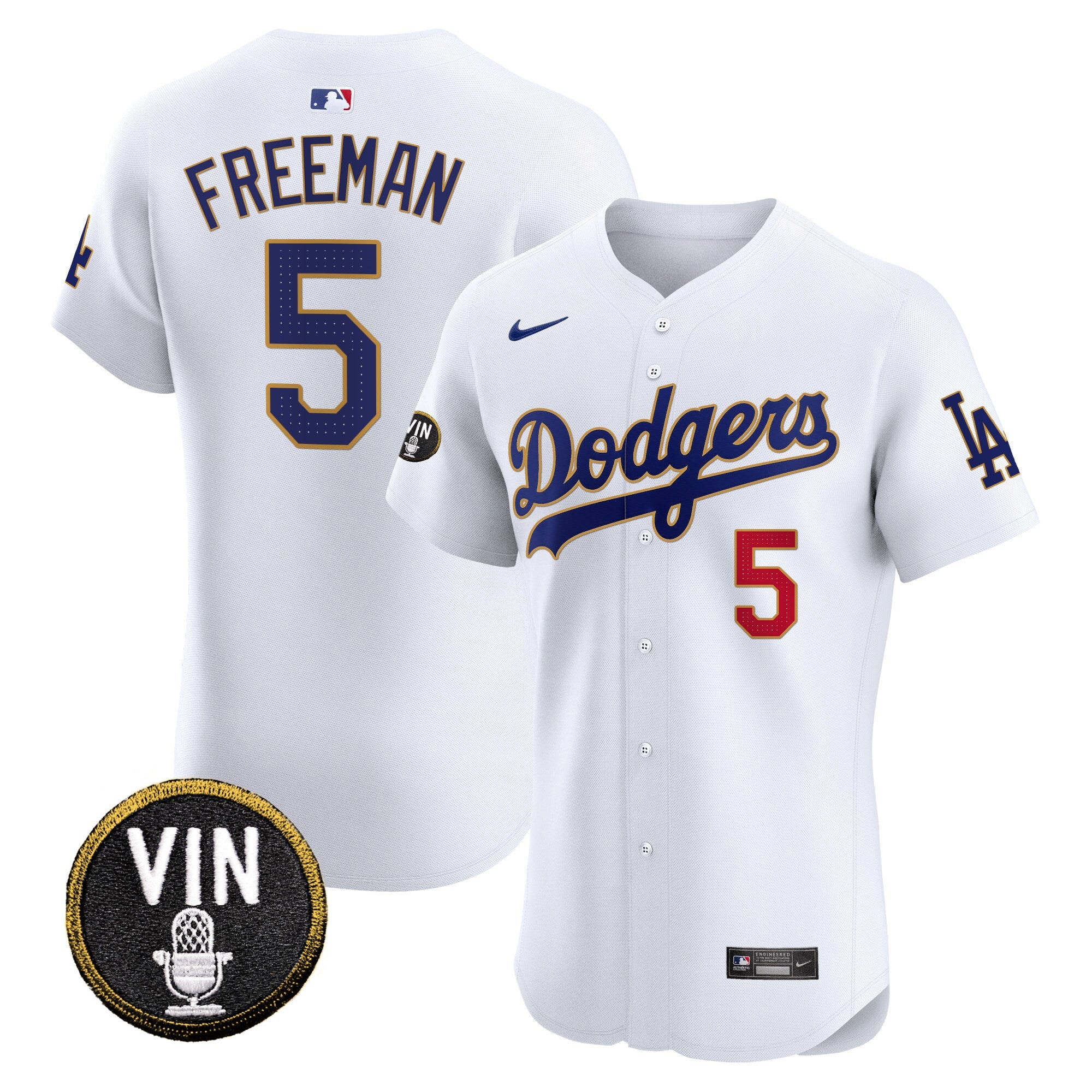 Men’s Vin Scully Patch Gold Trim Vapor Premier Elite Jersey