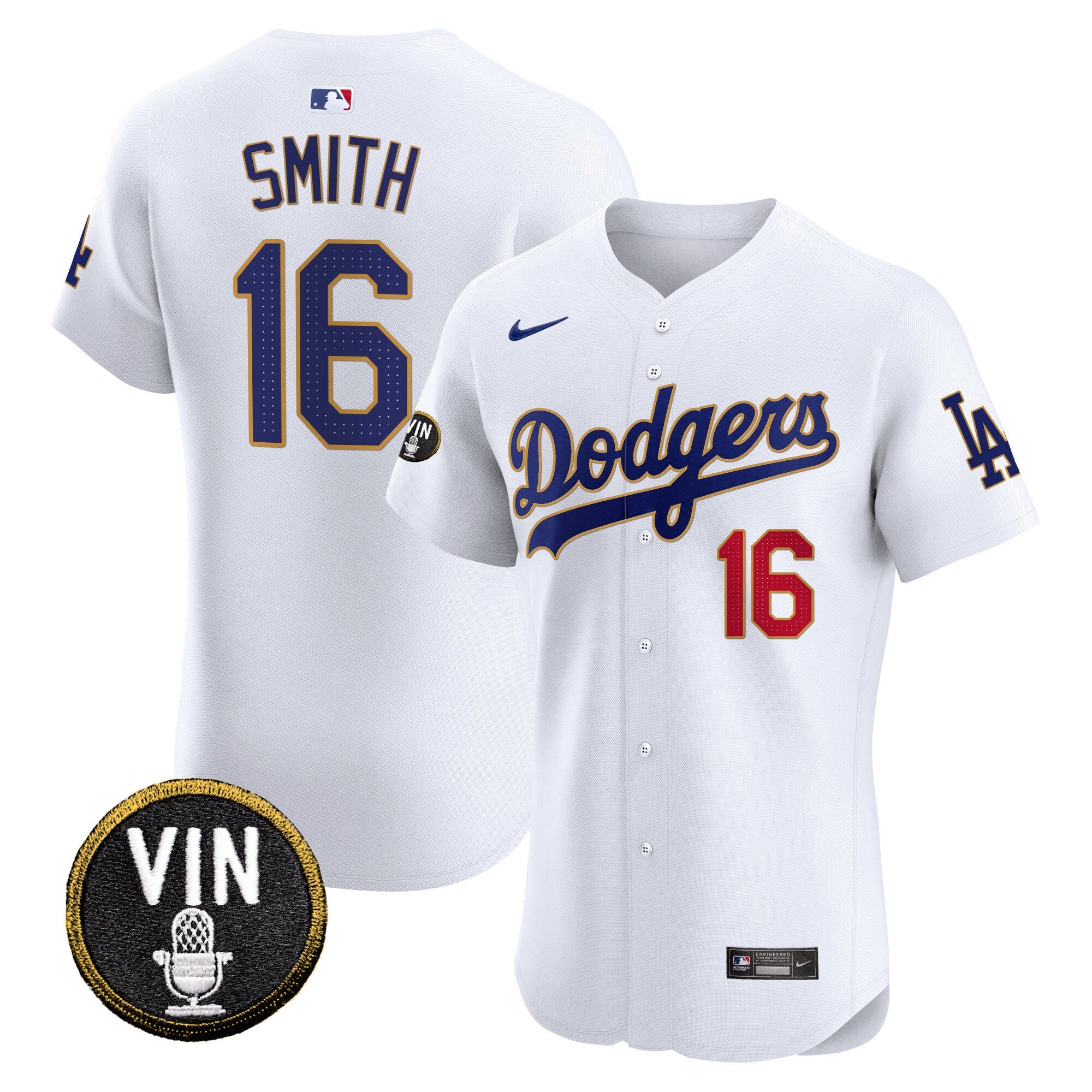 Men’s Vin Scully Patch Gold Trim Vapor Premier Elite Jersey