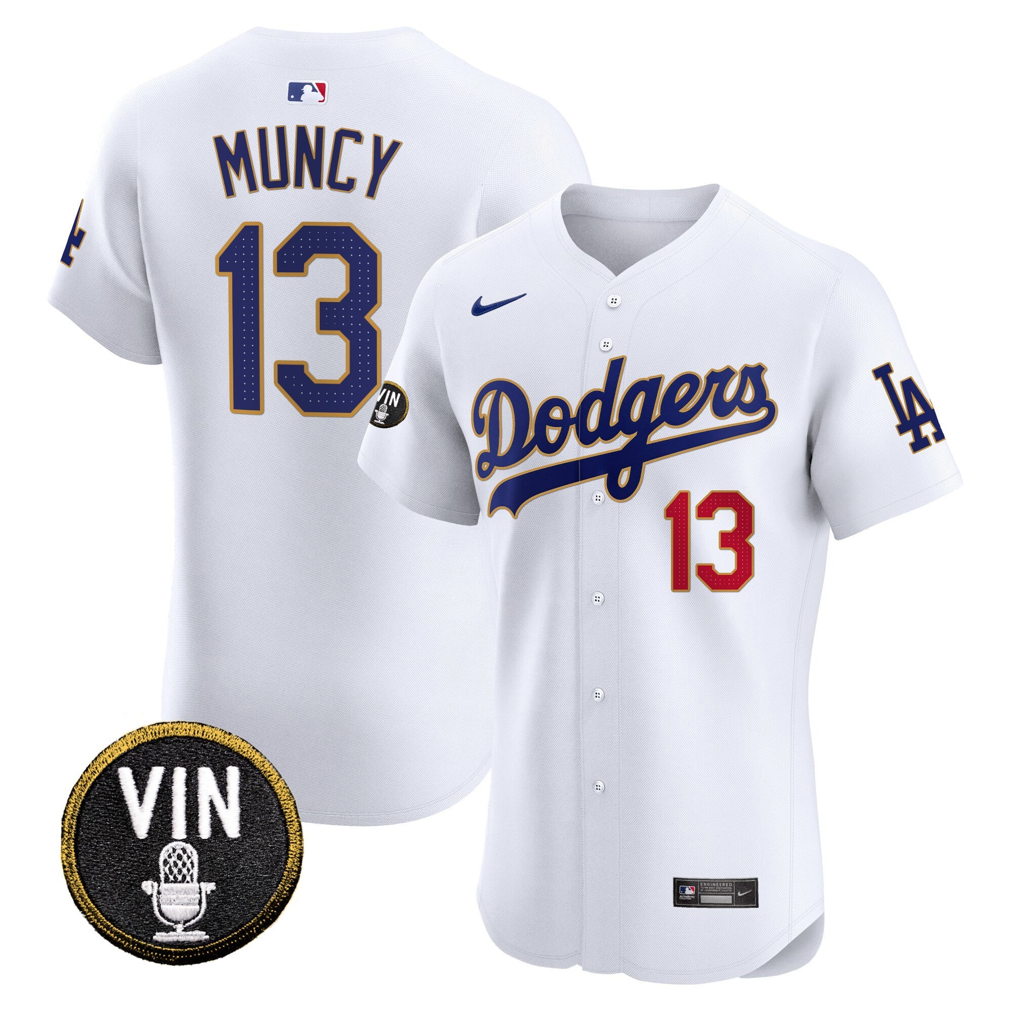 Men’s Vin Scully Patch Gold Trim Vapor Premier Elite Jersey