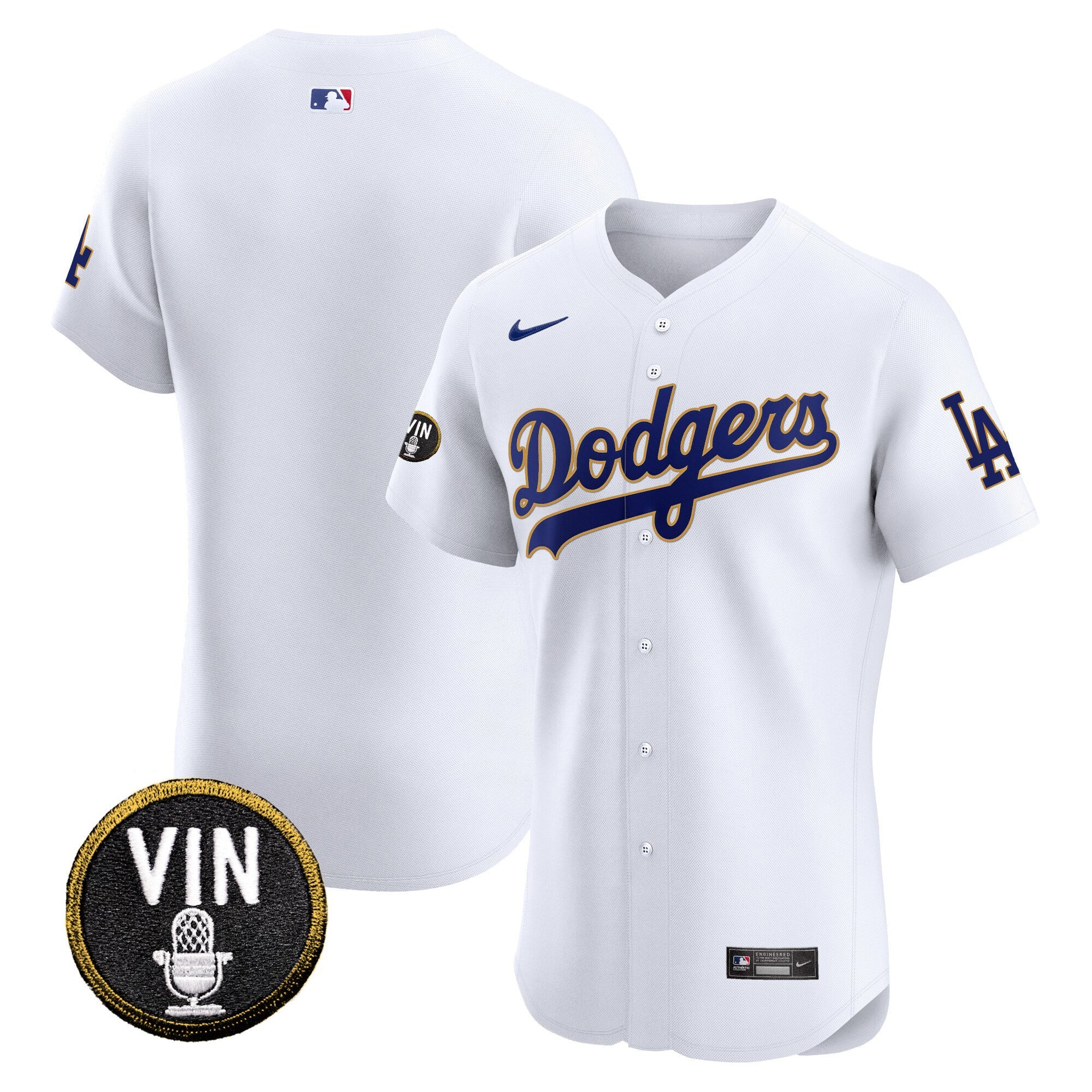 Men’s Vin Scully Patch Gold Trim Vapor Premier Elite Jersey