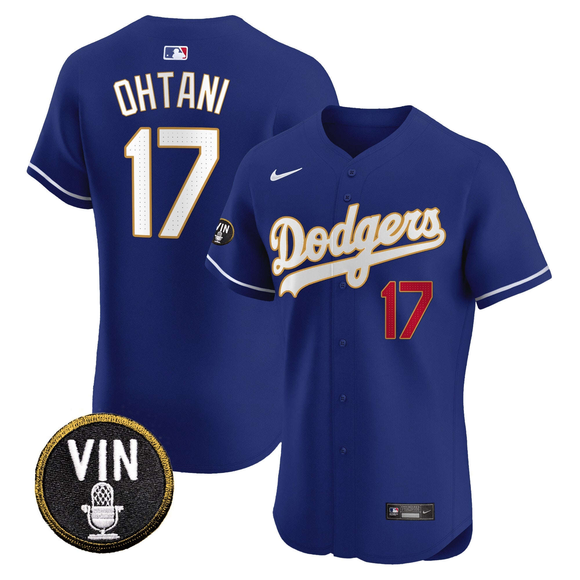 Men’s Vin Scully Patch Gold Trim Vapor Premier Elite Jersey